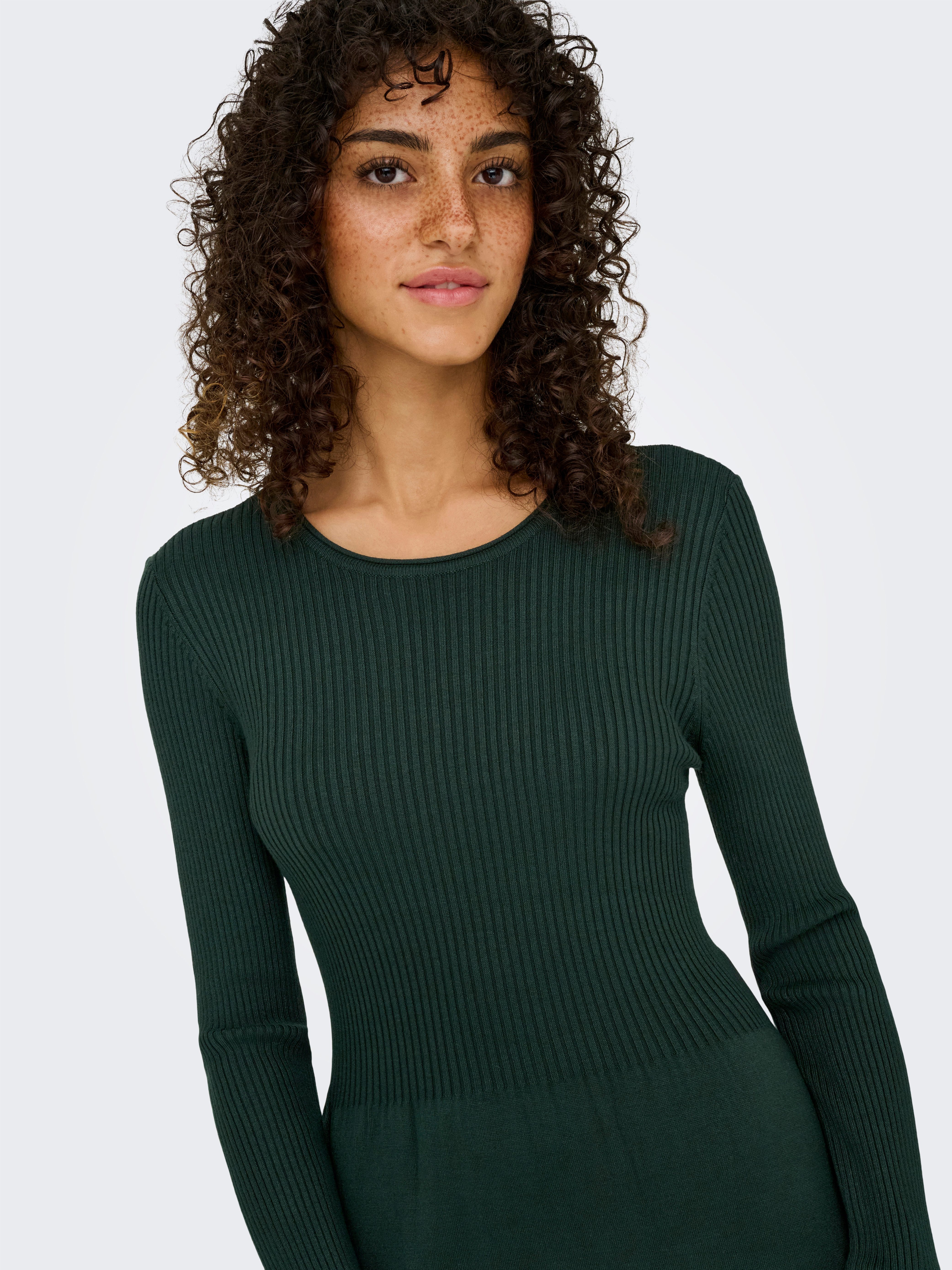 Only Gebreide jurk ONLALMA L/S O-NECK DRESS KNT NOOS