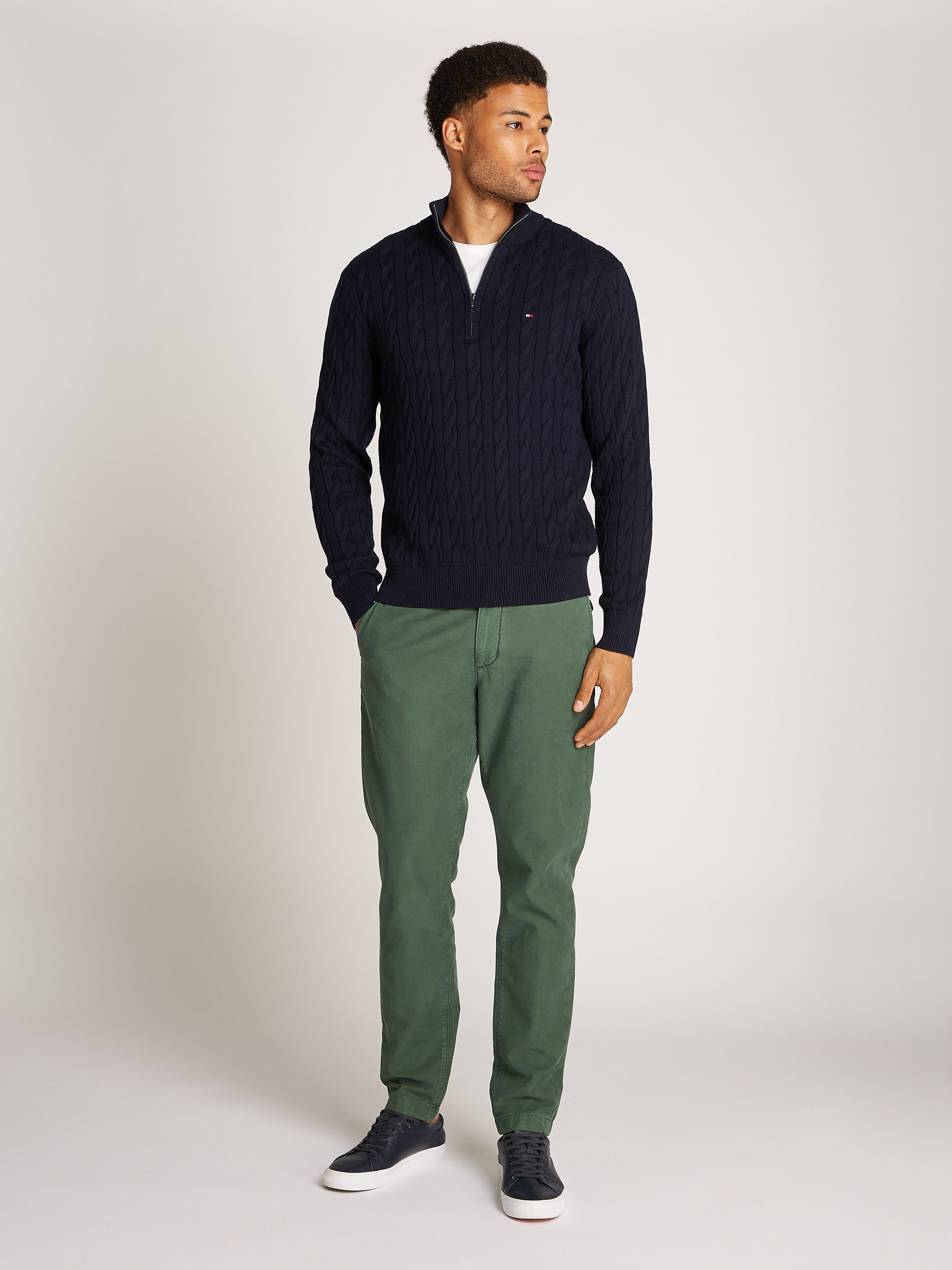 Tommy Hilfiger Gebreide trui CLASSIC COTTON CABLE ZIP MOCK
