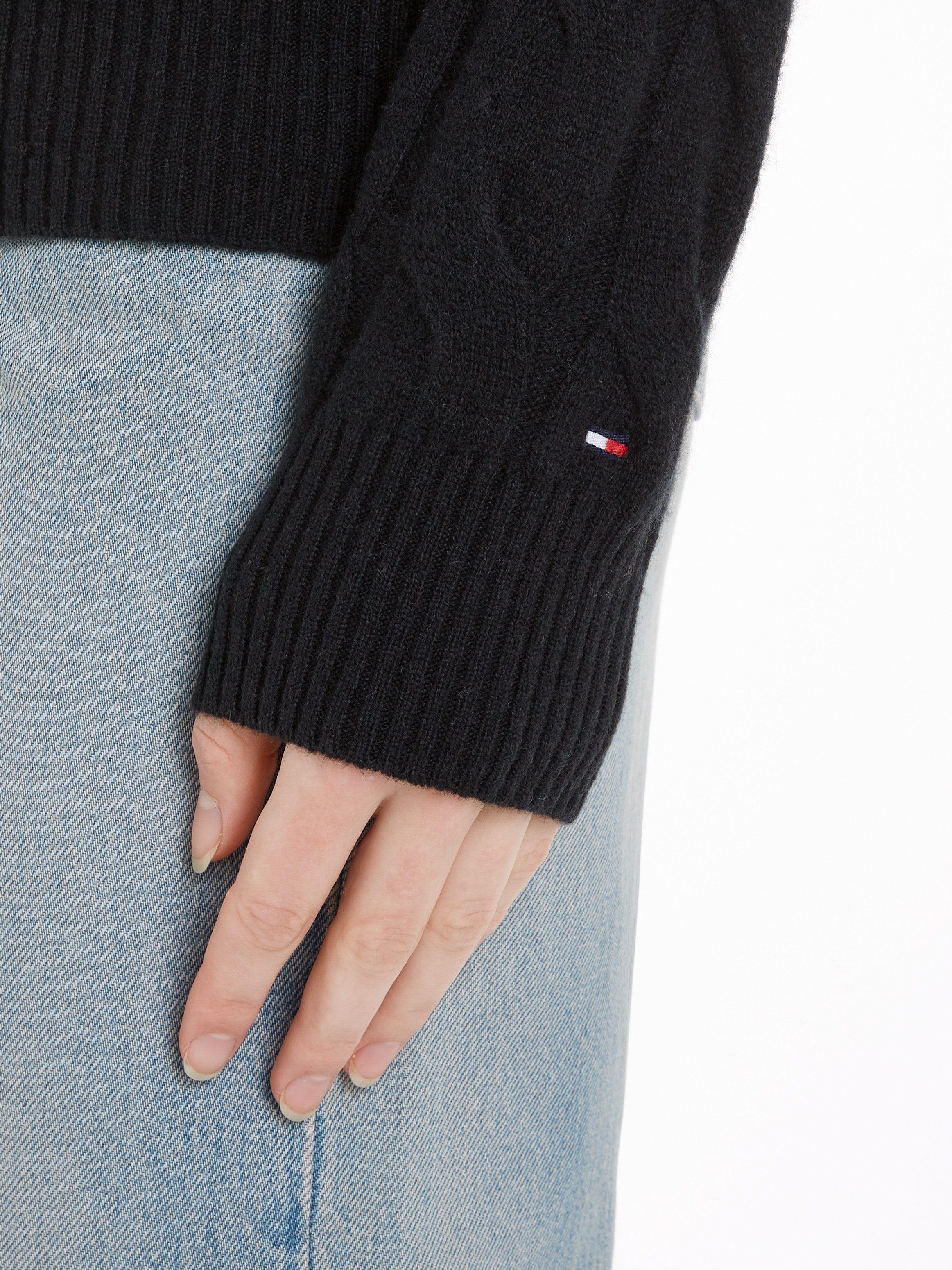 Tommy Hilfiger Gebreide trui SOFT WOOL CABLE C-NK met kabelpatroon van zuivere wol