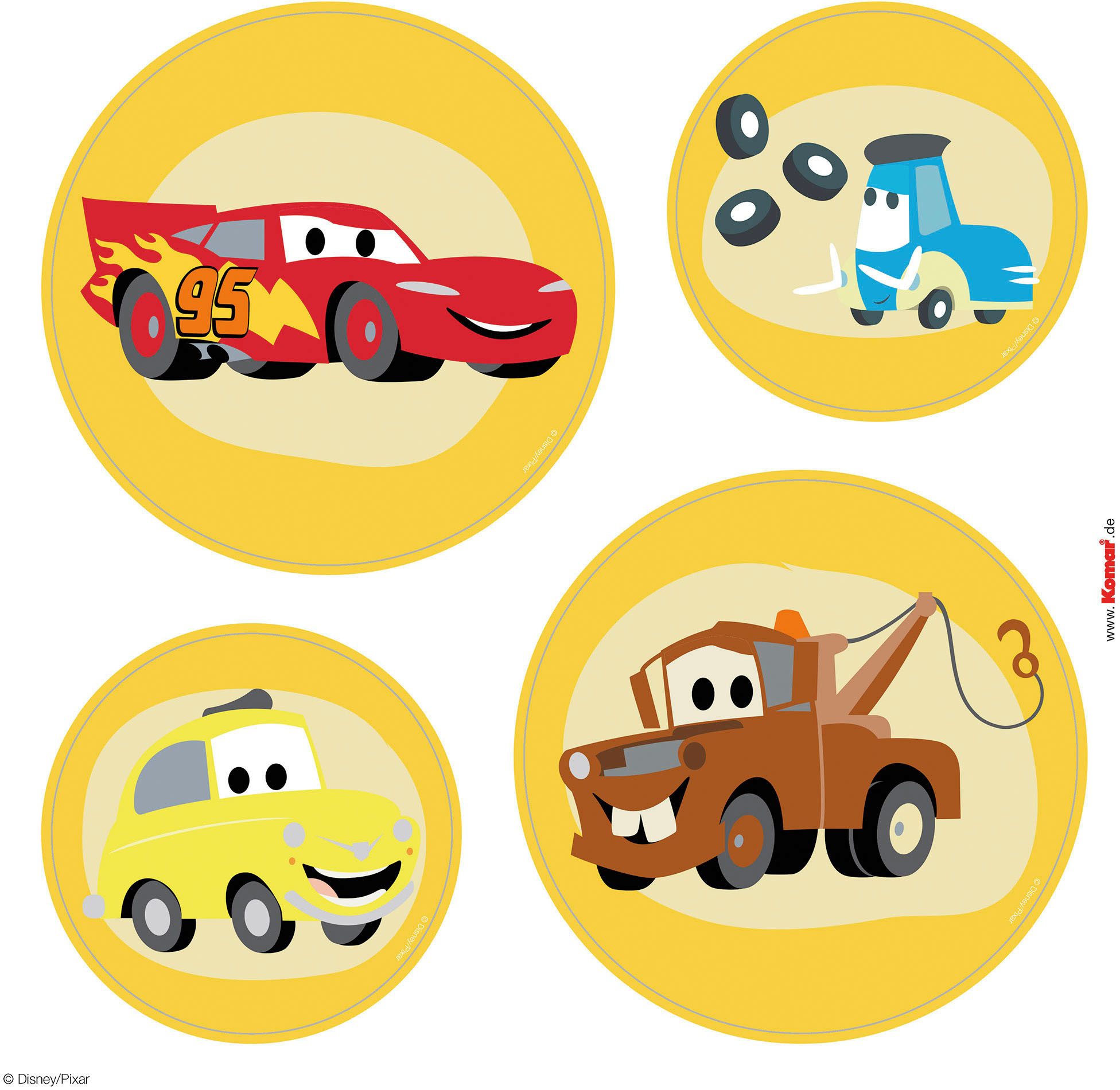 Komar Raamdecoratie Raamsticker - Cars Ka-Chow Bubbles - grootte 30 x 30 cm, 2 vellen (1 stuk)