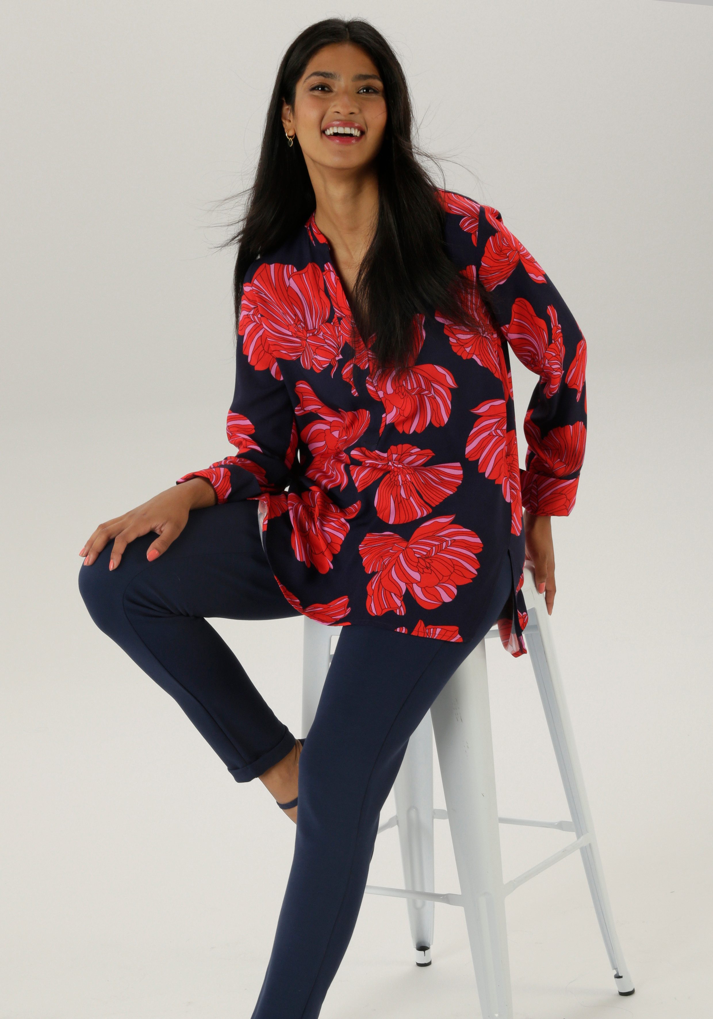 Aniston SELECTED Lange blouse met bijzondere bloemenprint - nieuwe collectie