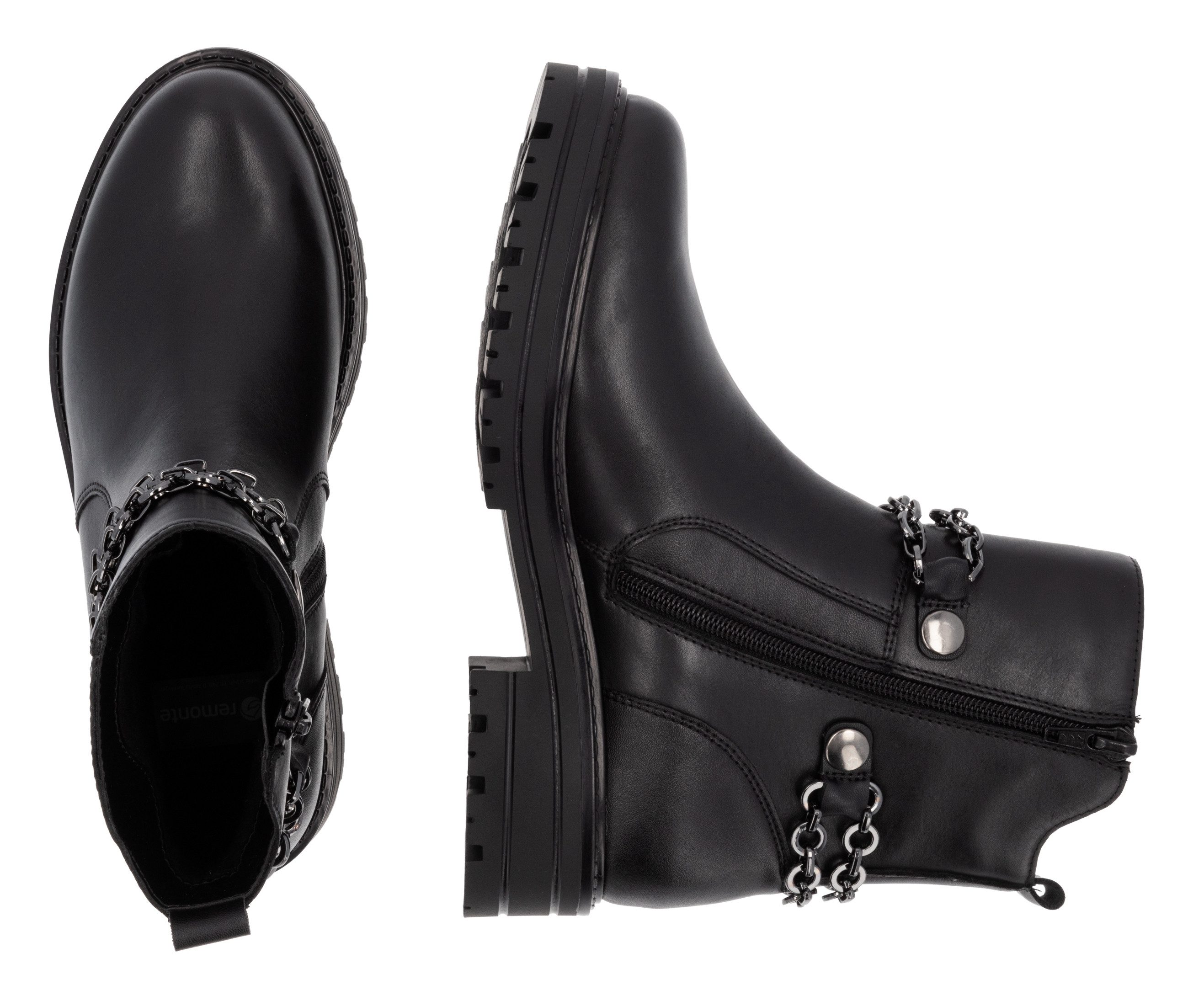 Remonte Laarsjes Elisabeth Hurley-Collection blokhak, bikerboots, chunky boots met binnenrits