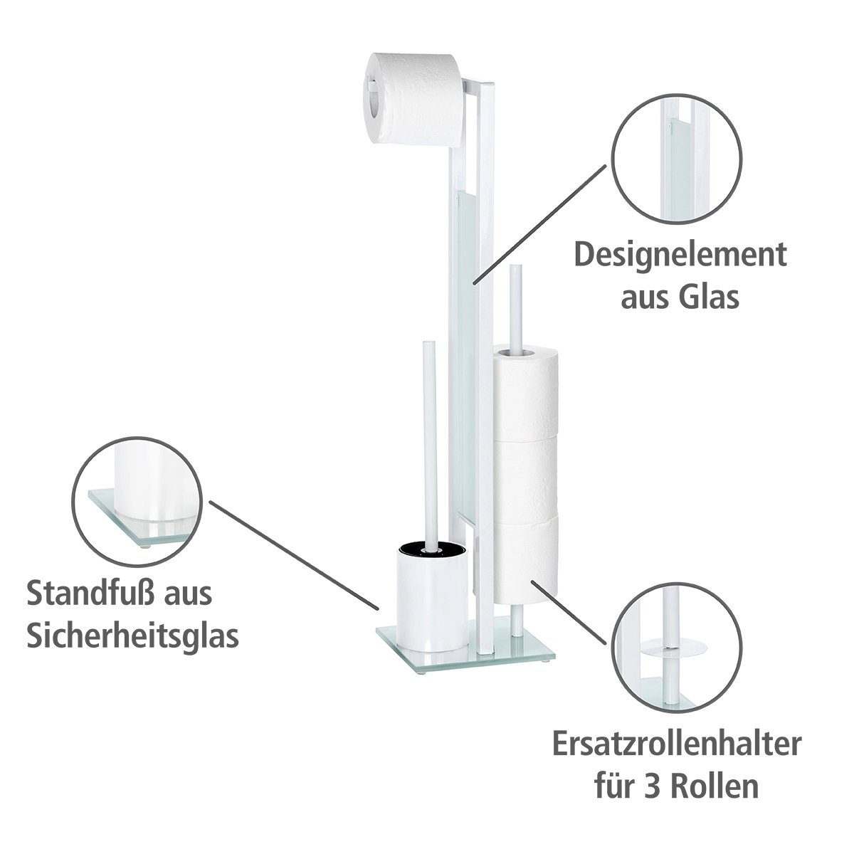 WENKO Toiletset Rivalta geïntegreerde toiletrolhouder en toiletborstelhouder