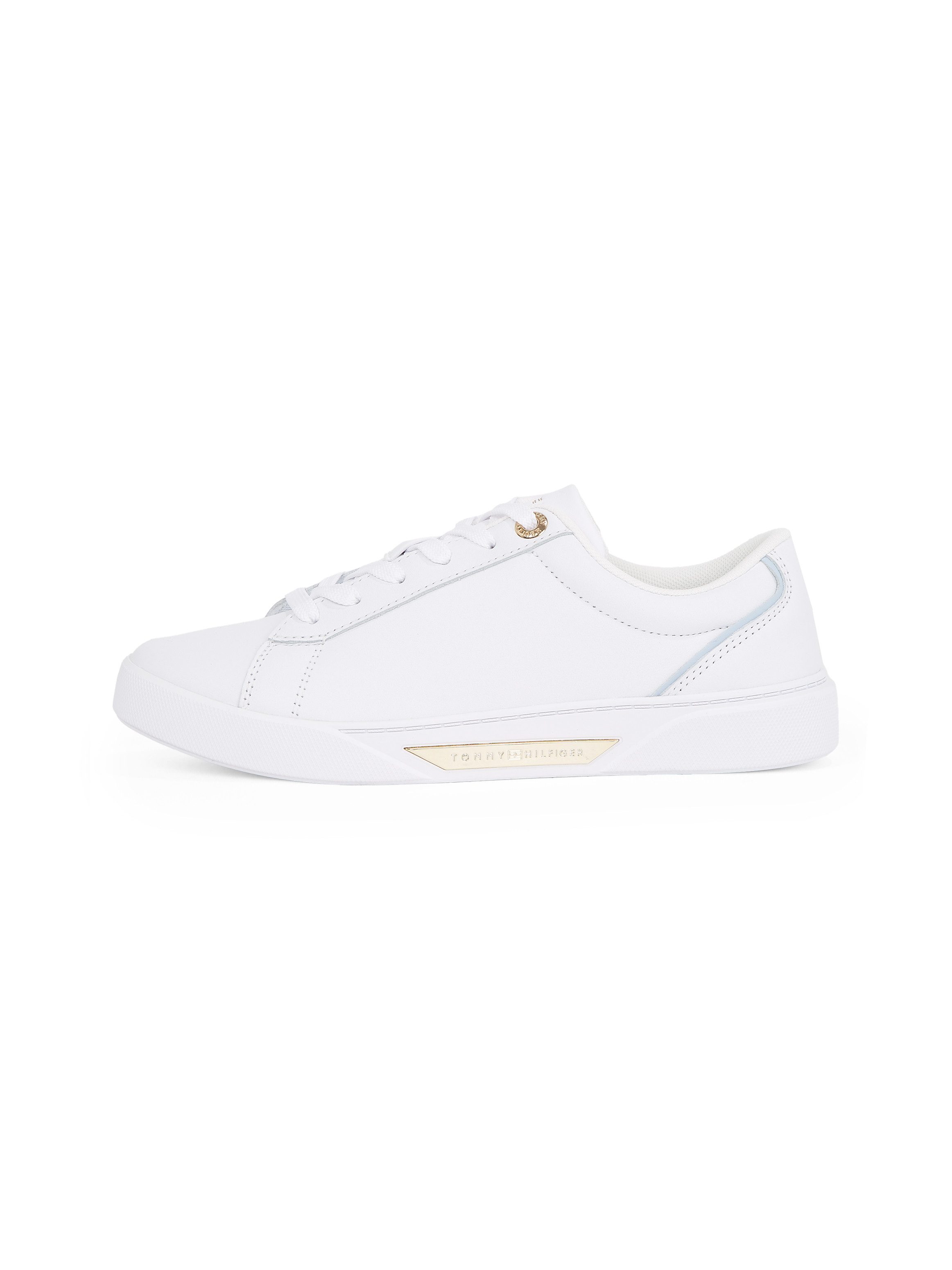 Tommy Hilfiger Plateausneakers CHIC COURT SNEAKER , vrijetijdsschoen, lage schoen, veterschoen, gouden sieraandeel