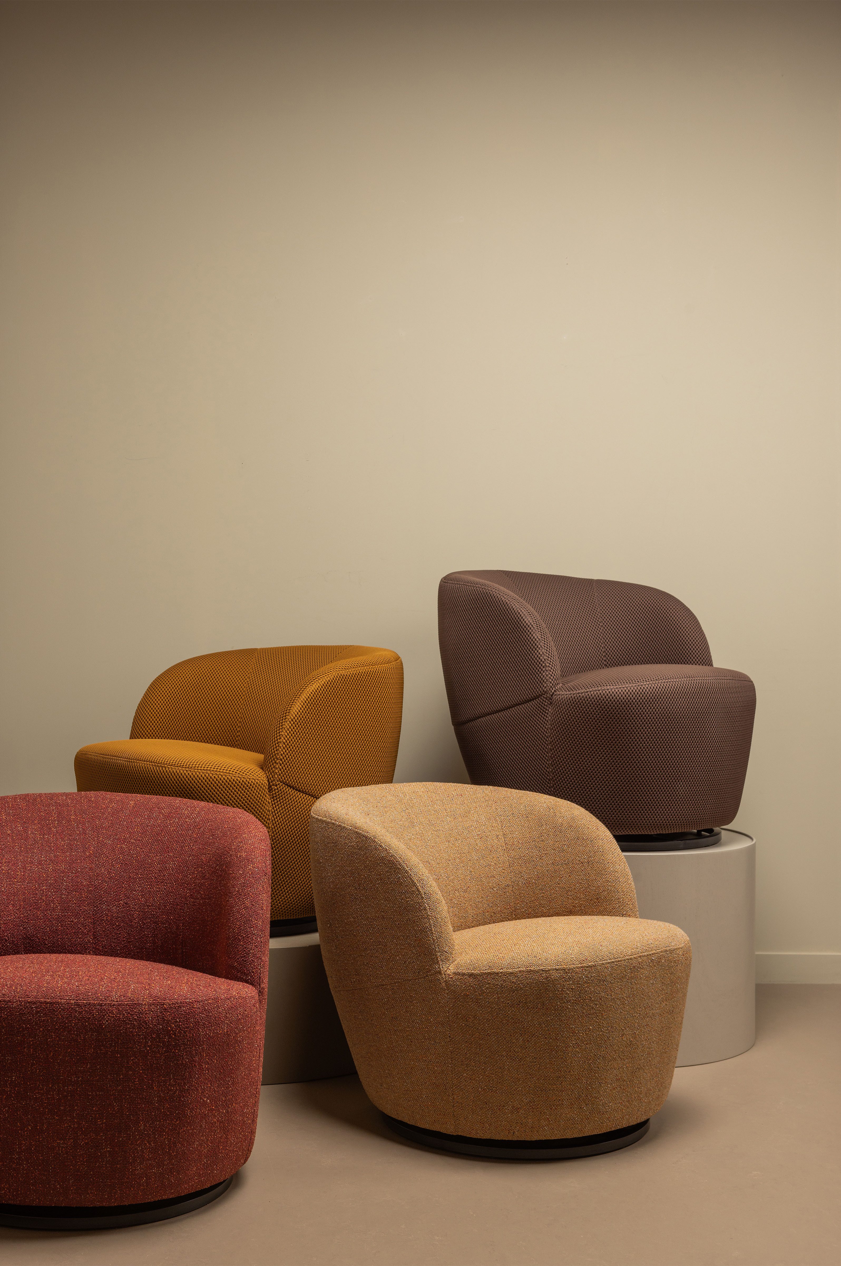 WOOOD Draaibare fauteuil Serra in elke richting draaibaar, ronde vorm, h 68 cm x b 70 cm