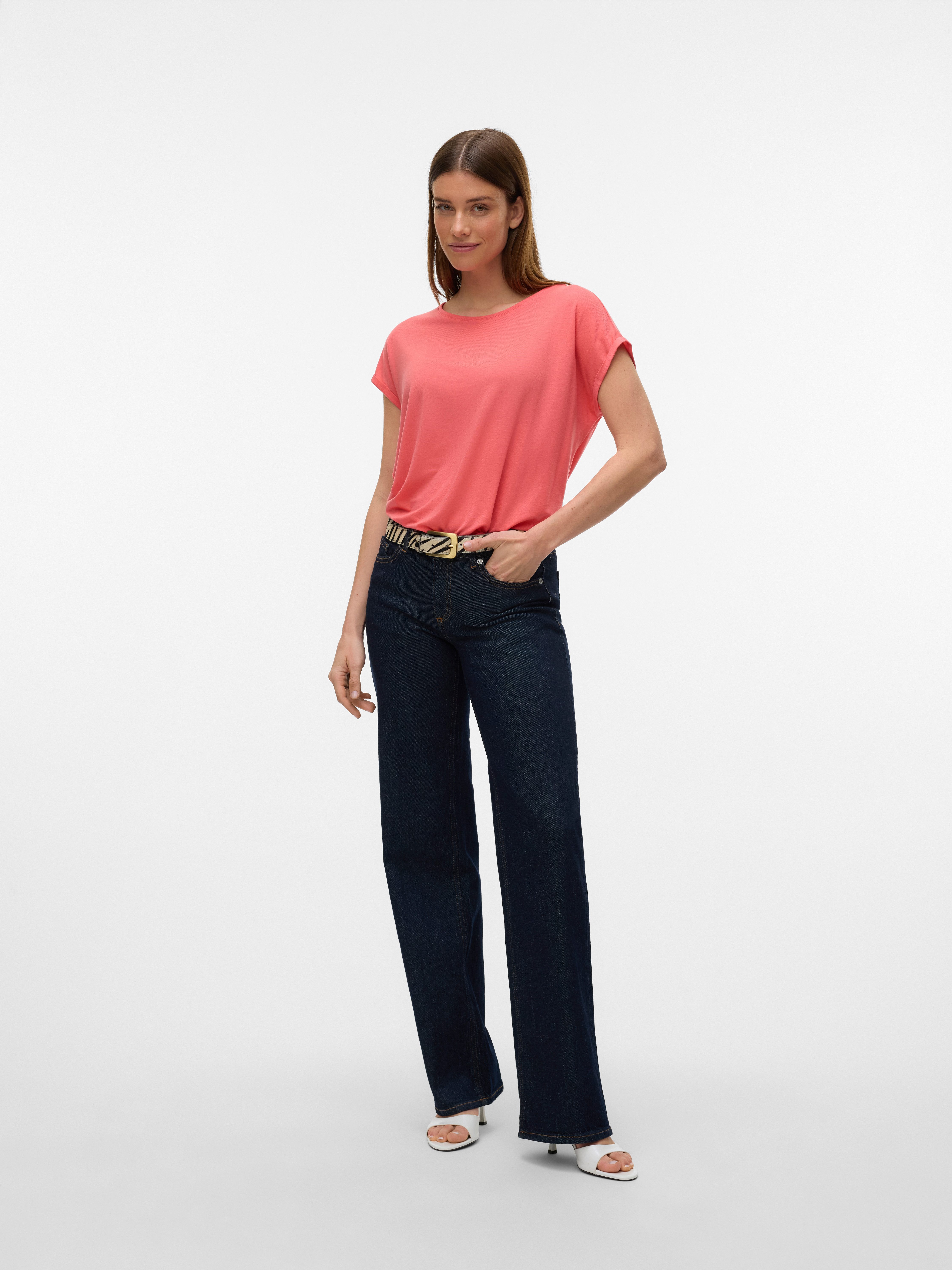 Vero Moda Shirt met ronde hals VMAVA PLAIN SS TOP GAJRS NOOS