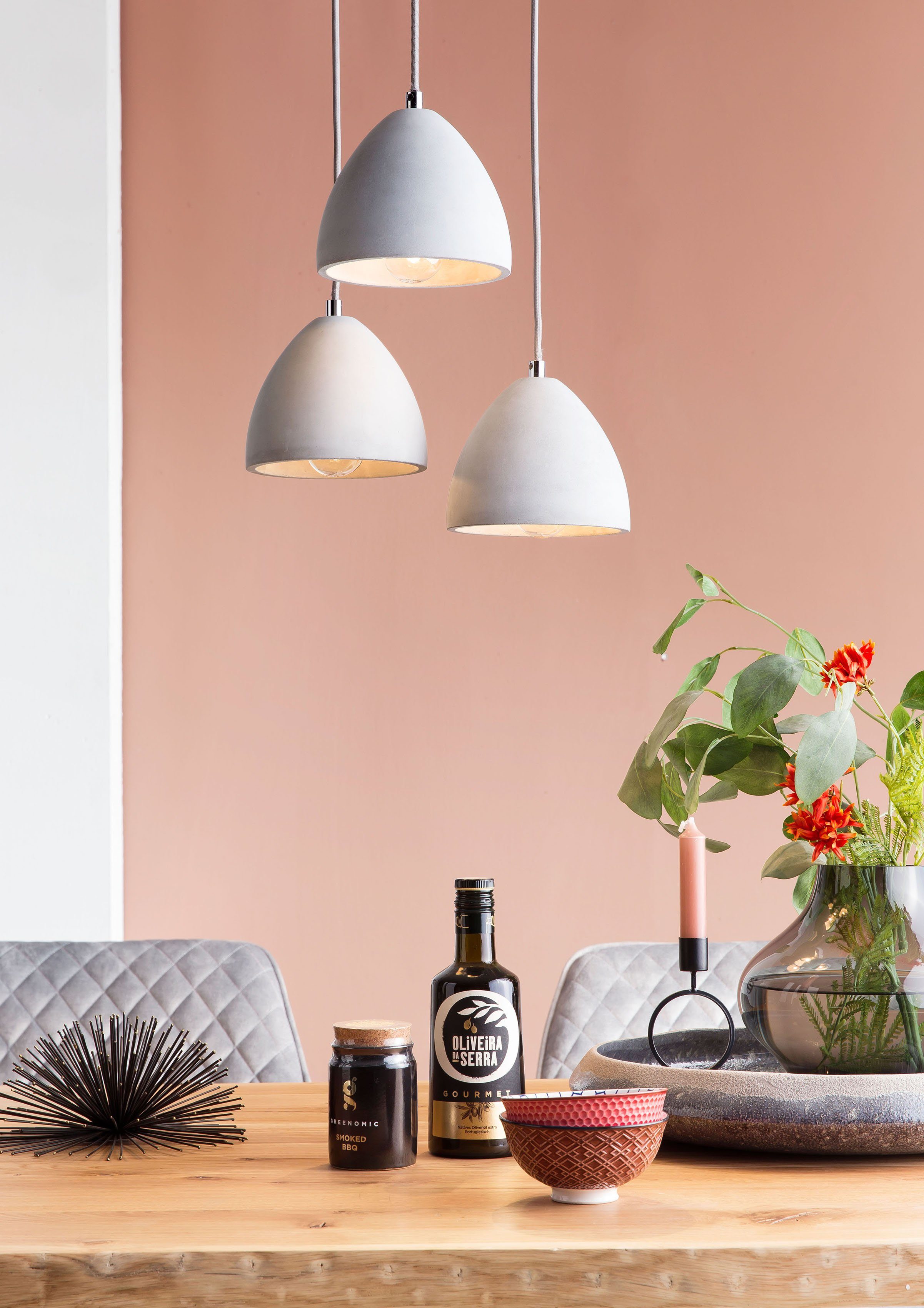 SalesFever Hanglamp Thea 3x lampenkappen van beton