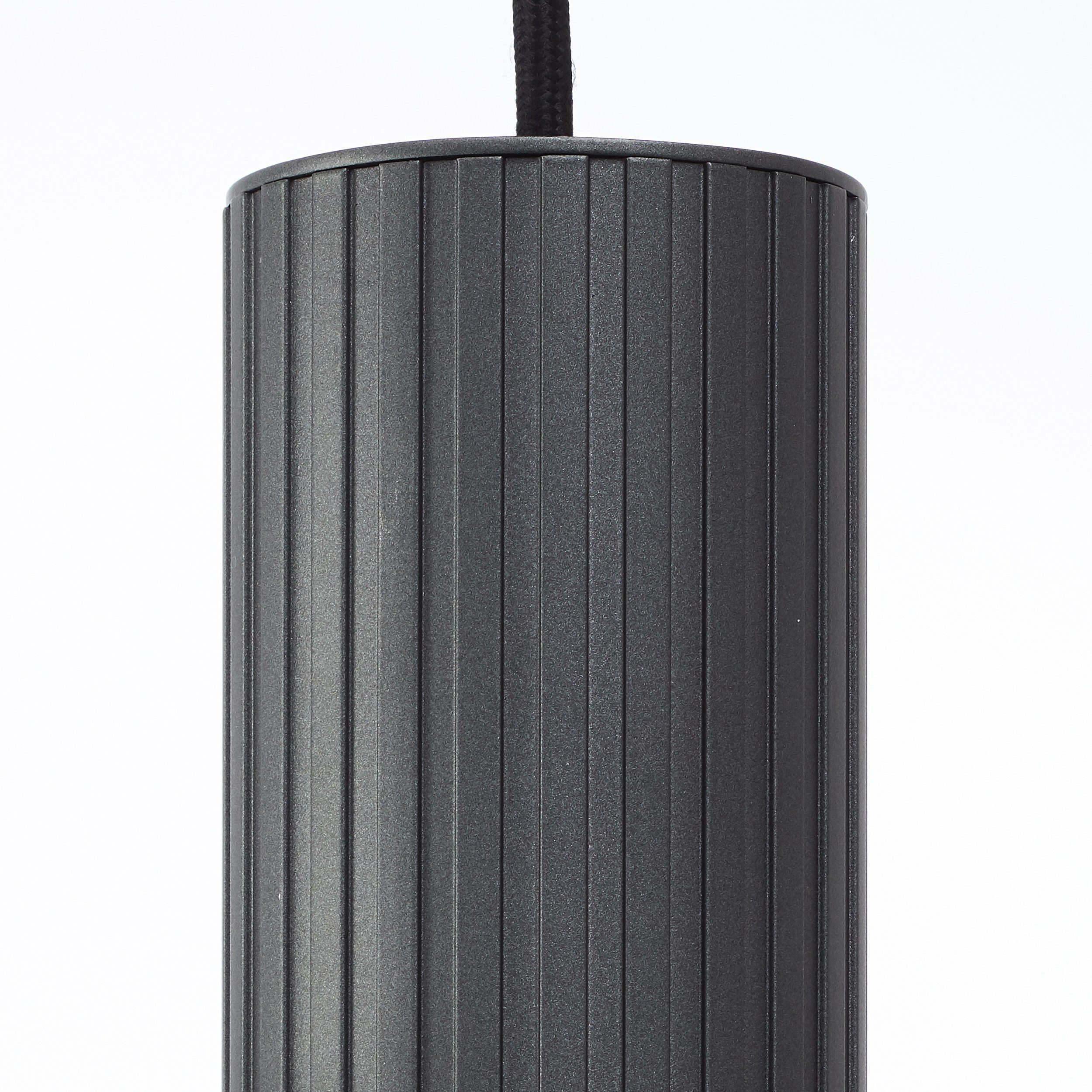 Brilliant Leuchten Hanglamp Riffelini 150 x 48 cm, 3x e27, inkortbaar, geribbeld rookglas, antraciet