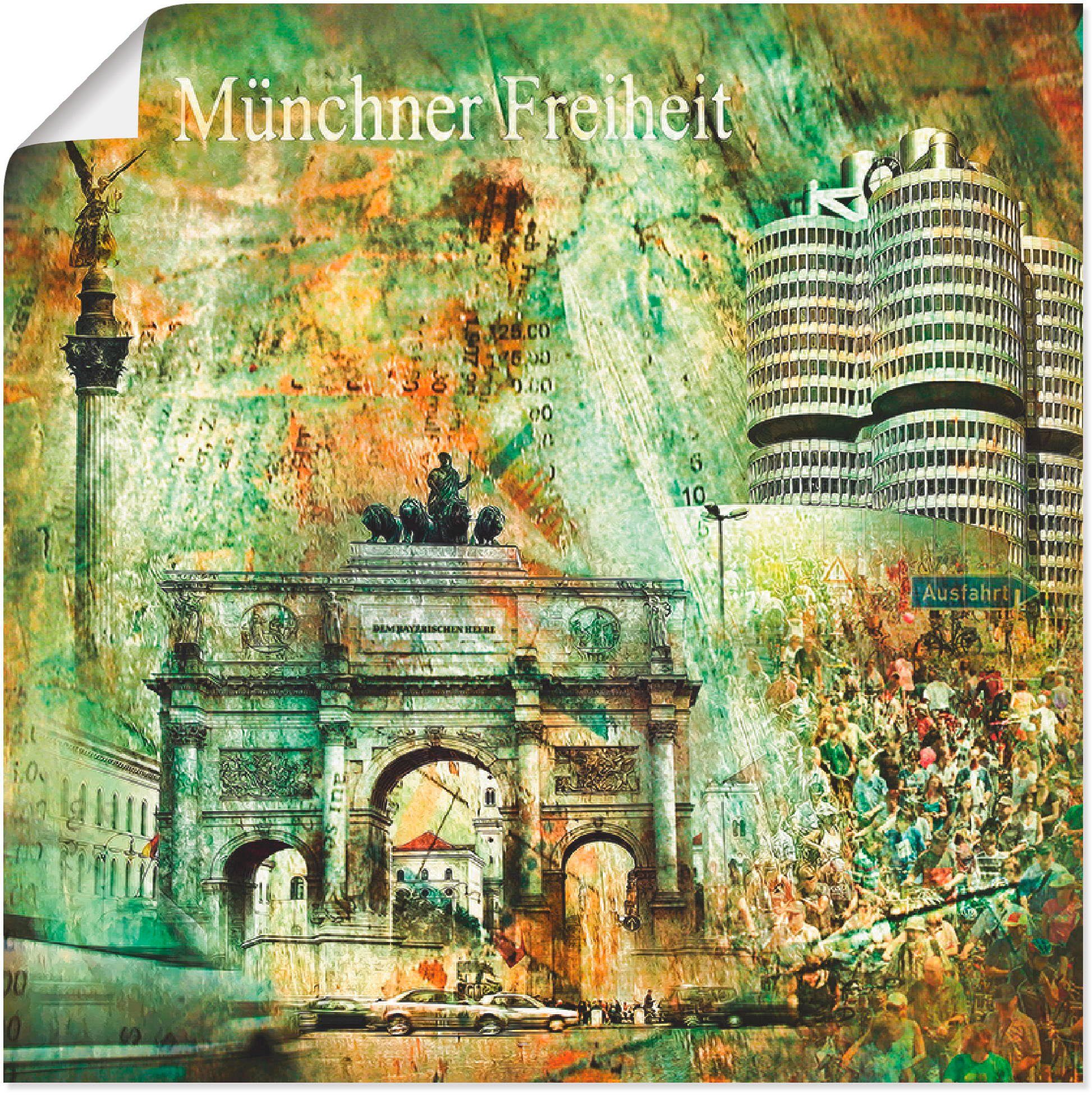 Artland Artprint München Skyline abstracte collage 03 in vele afmetingen & productsoorten -artprint op linnen, poster, muursticker / wandfolie ook geschikt voor de badkamer (1 stuk