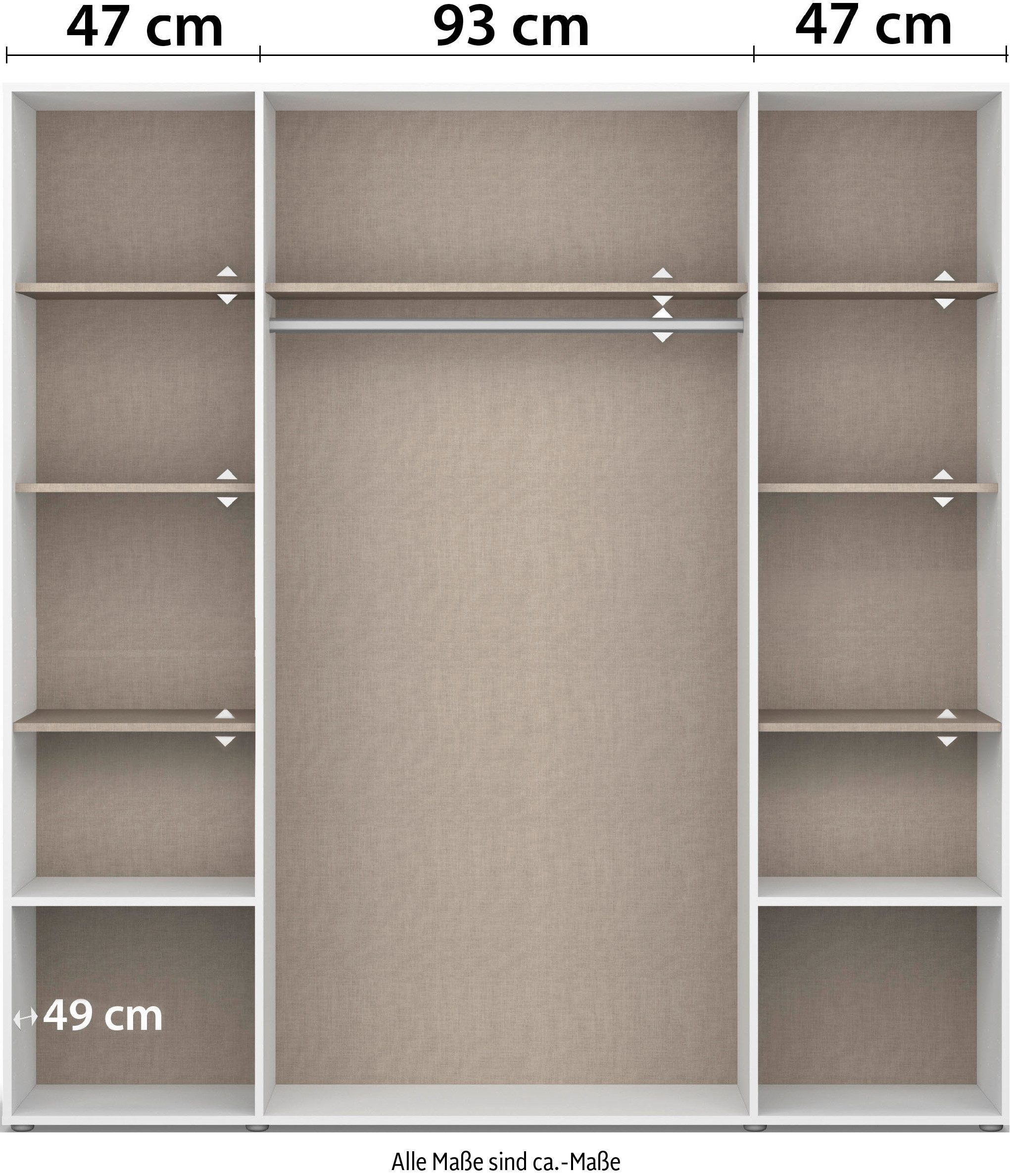 rauch Draaideurkast Kledingkast kast garderobe linnenkast VOYAGER moderne grepen in grijs metallic met buitenlades made in germany