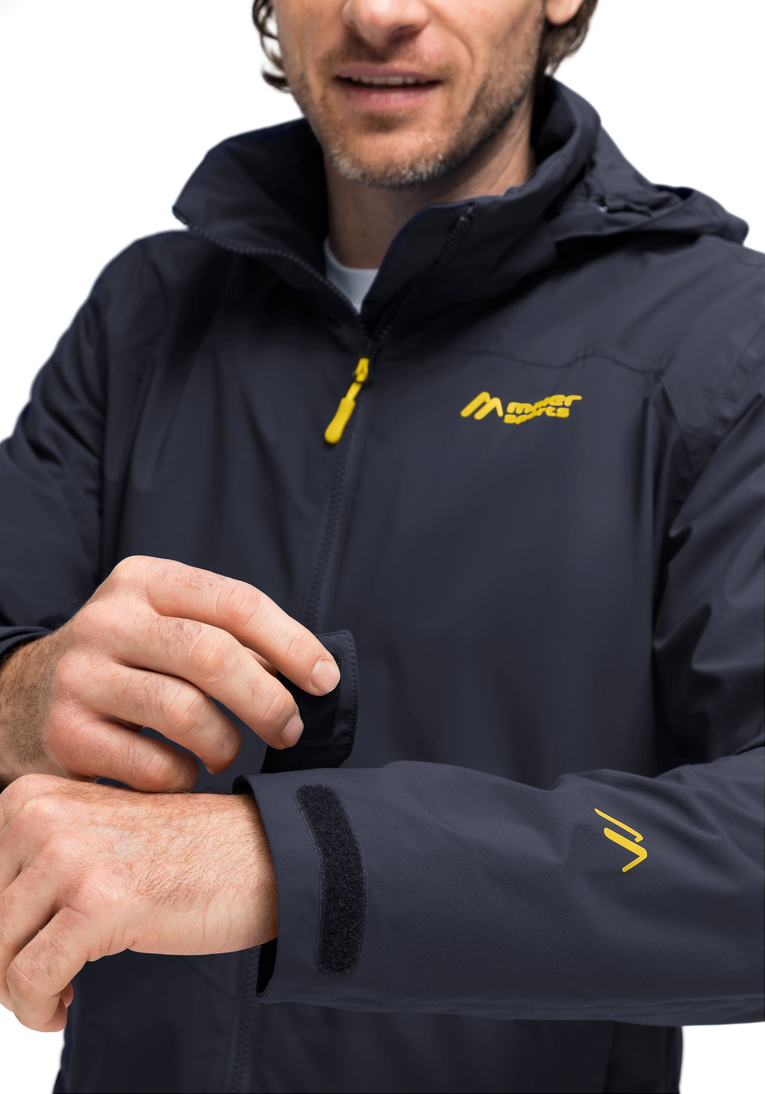 Maier Sports Outdoorjack Metor rec M Heren regenjack, waterdicht met capuchon, 2 zakken aan de buitenkant, binnenzak