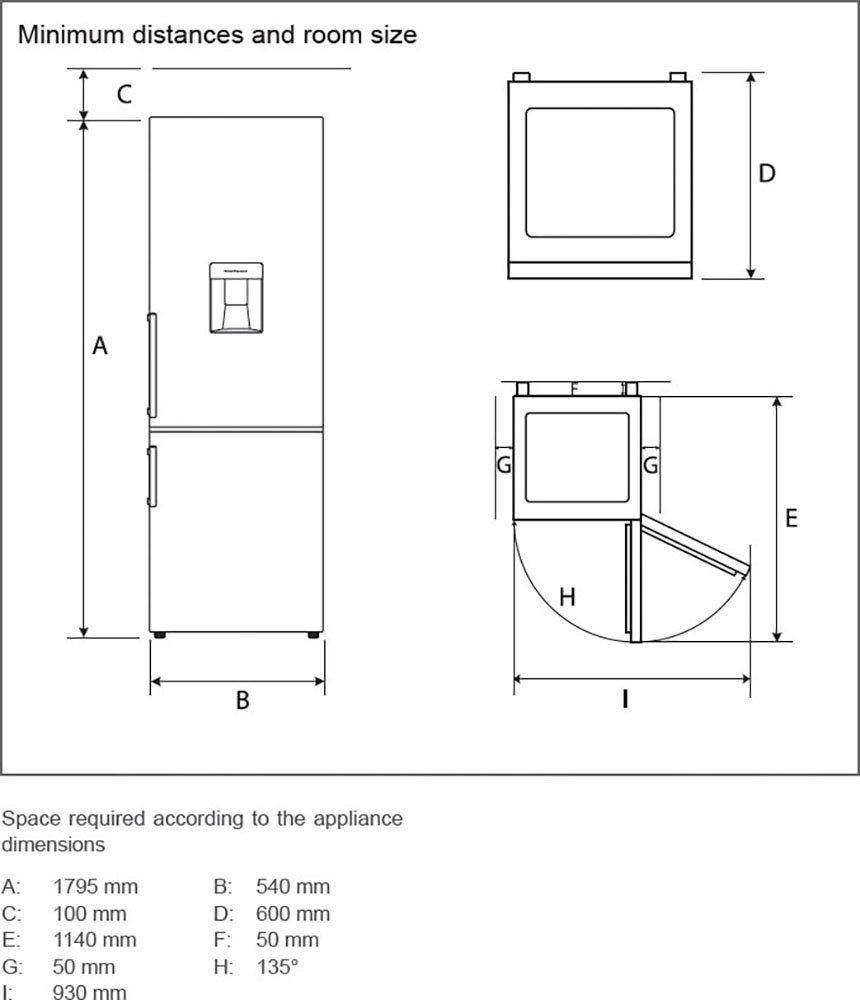 Hanseatic Koel-vriescombinatie HKGK17955CNFWDBI NoFrost, Waterdispenser