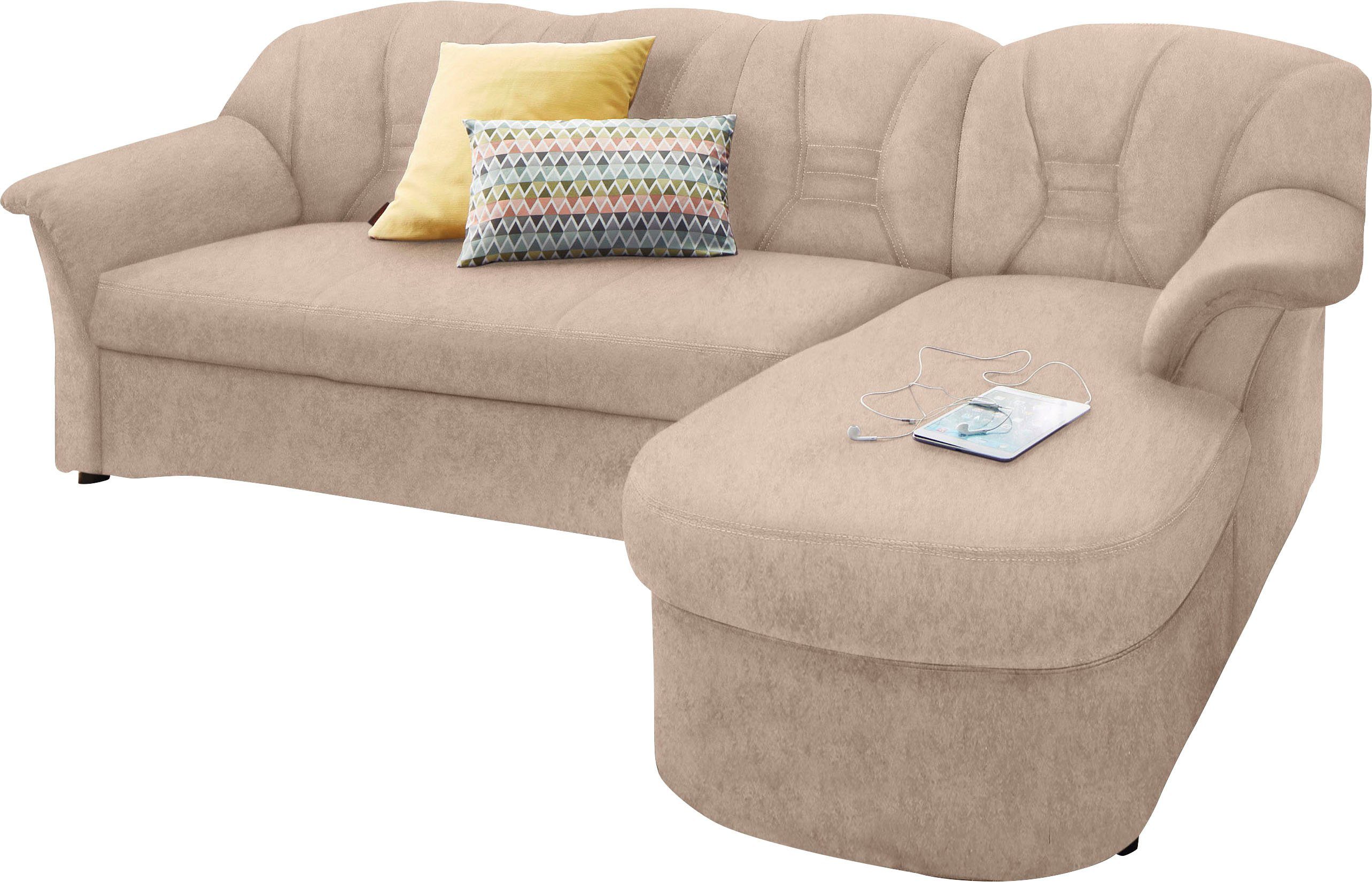 DOMO collection Hoekbank Elva, tijdloze vormtaal, elegante rugstiksels, L-vorm
