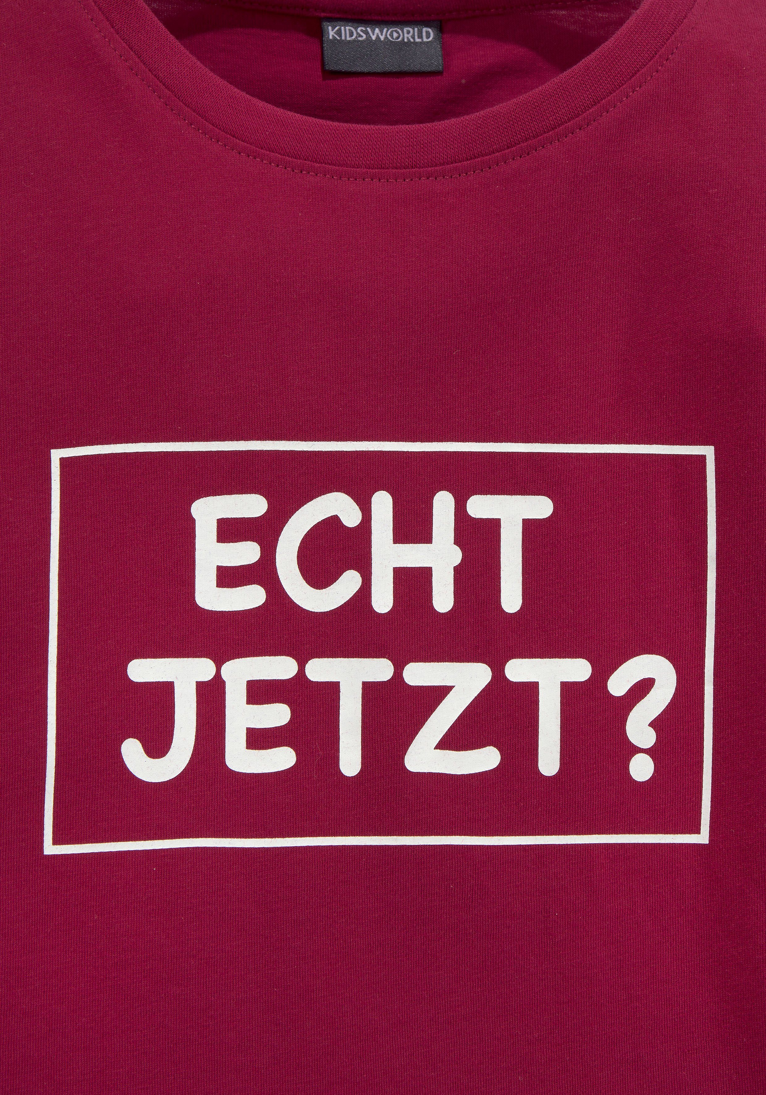 KIDSWORLD Shirt met lange mouwen ECHT JETZT? Lange mouwen, basic pasvorm, met frisse en dynamische opdruk