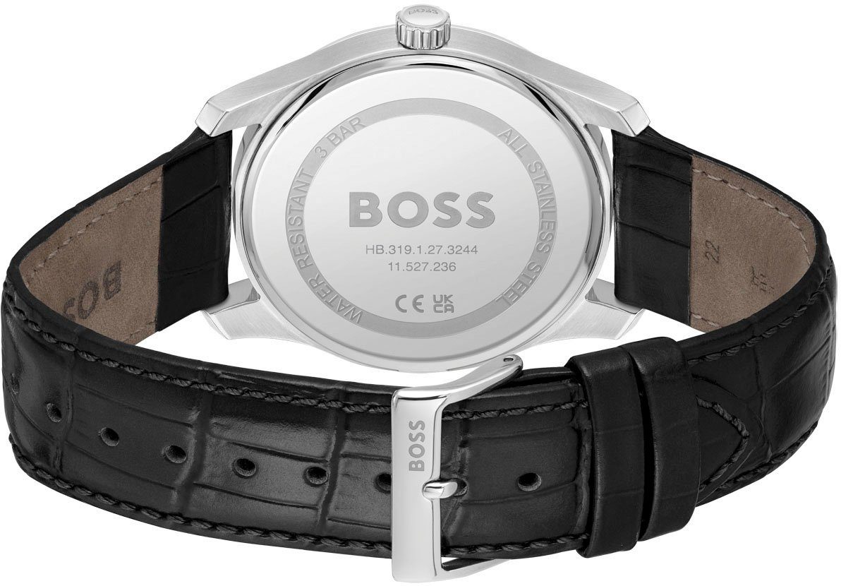 Boss Kwartshorloge Principle Horloge, herenhorloge, stalen band, ideaal ook als cadeau (set, 2-delig, Met leren band)