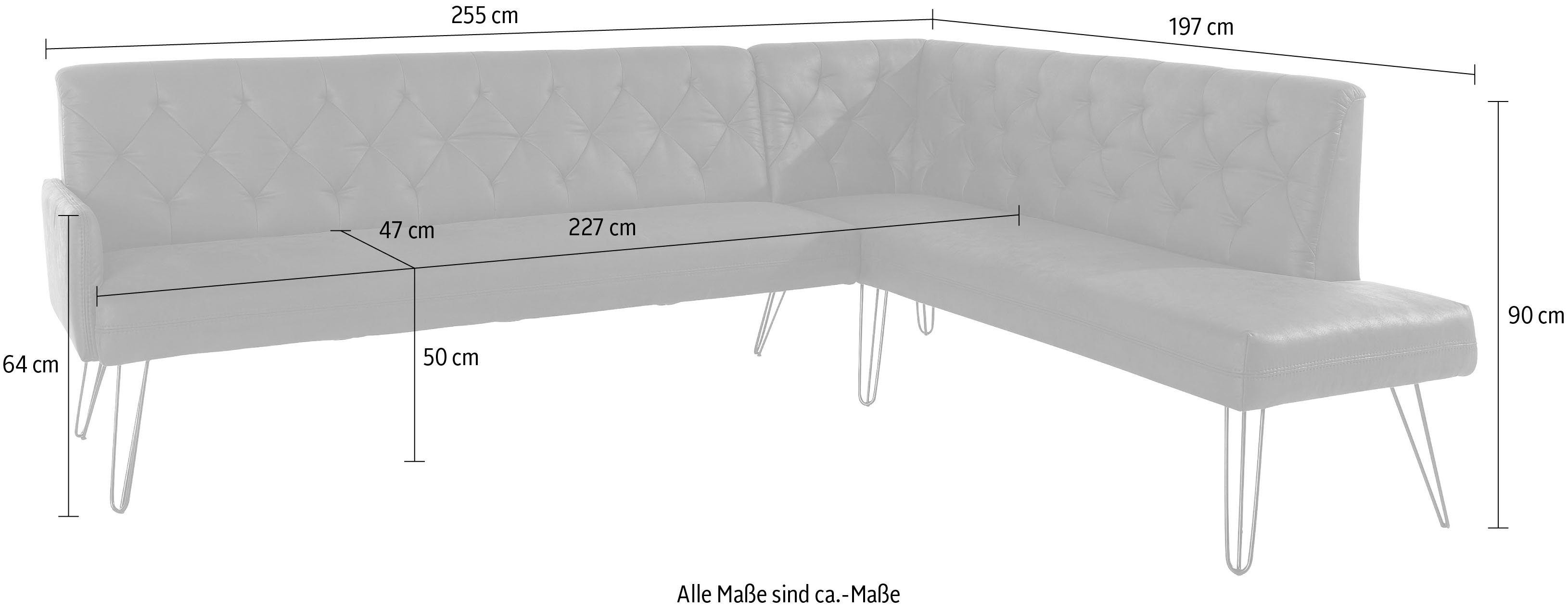exxpo - sofa fashion Hoekbank Doppio, Chesterfield look, comfortabel en handig, hoge designvoeten