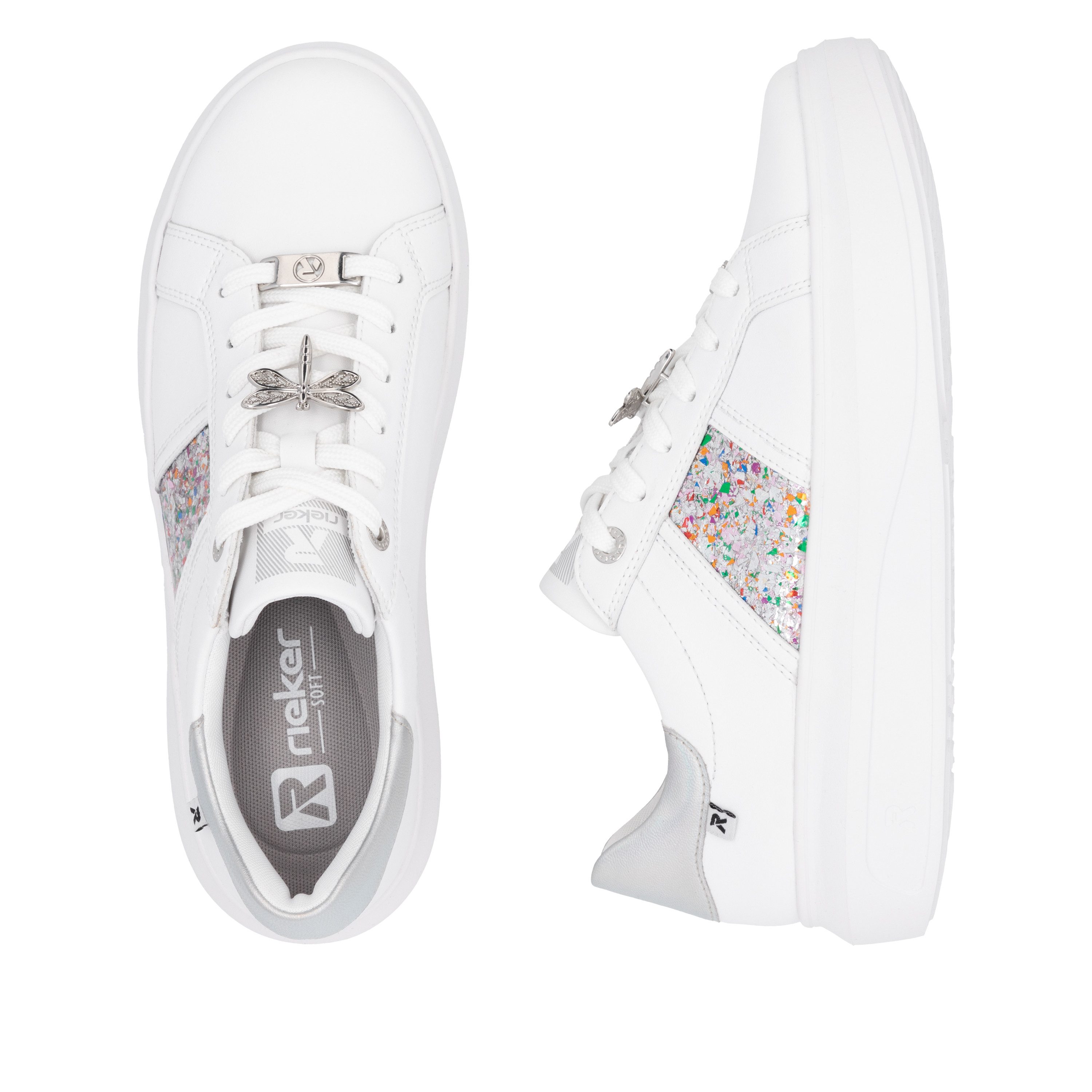 RIEKER Sport Plateausneakers met stijlvolle metallic-details, vrijetijdsschoen, lage schoen, veterschoen