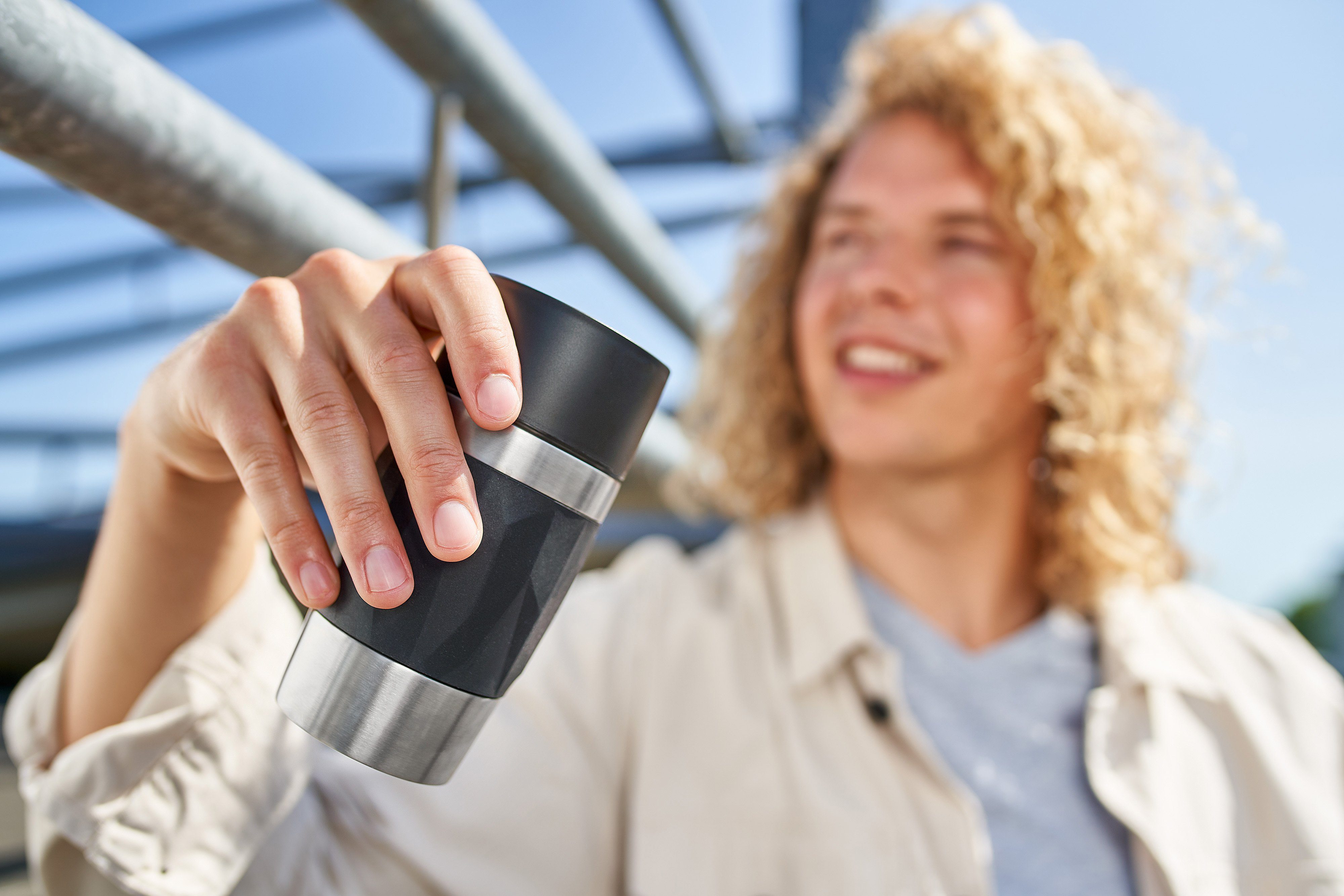Emsa Thermosbeker Travel Mug Compact 0,3l, roestvrij staal, 3u warm/6u koud, 360° drinkopening, vaatwasmachinebestendig