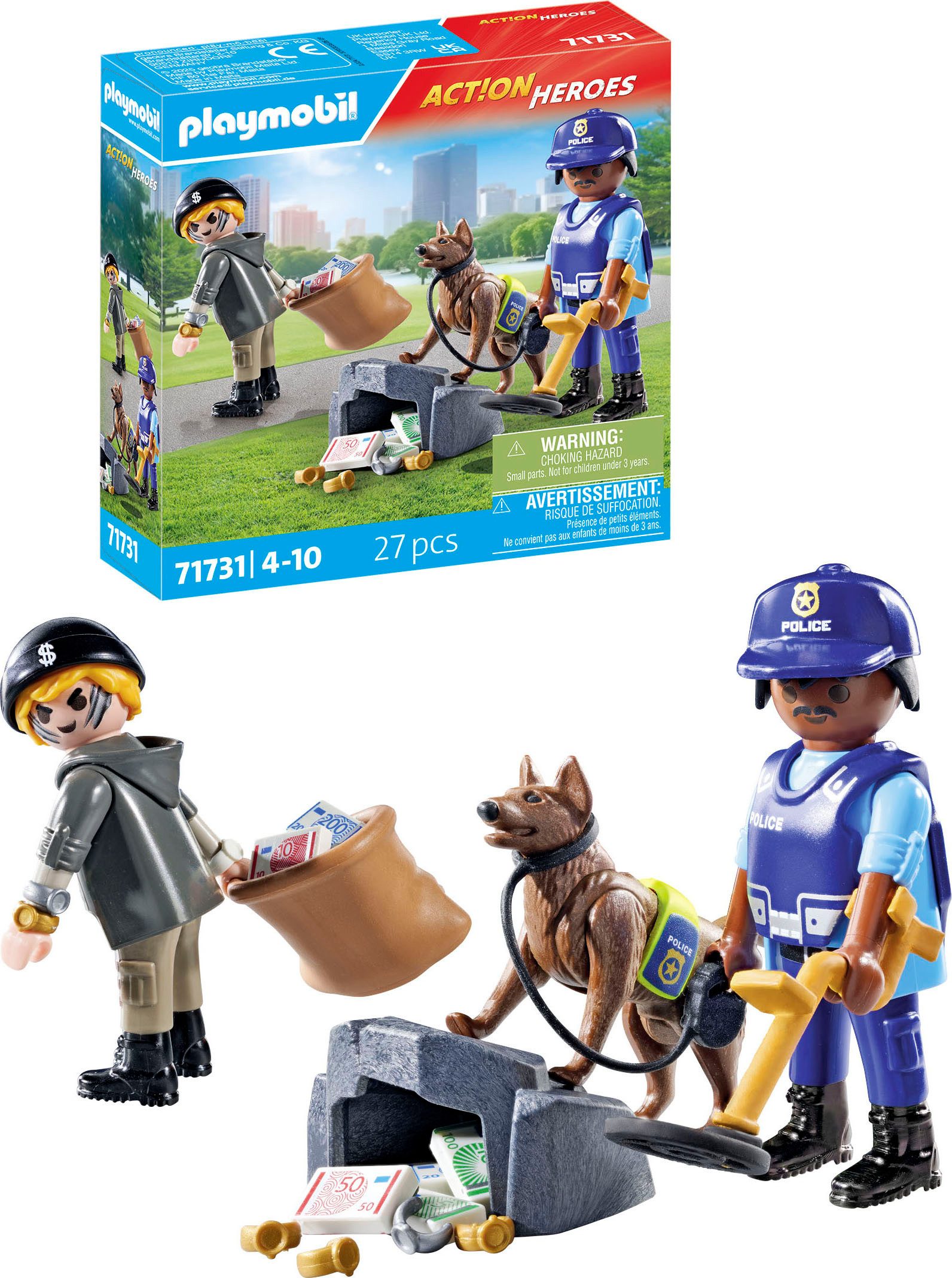 Playmobil® Constructie-speelset Spurensuche mit Hund (71731), Playmobil Action Heroes (27-delig)