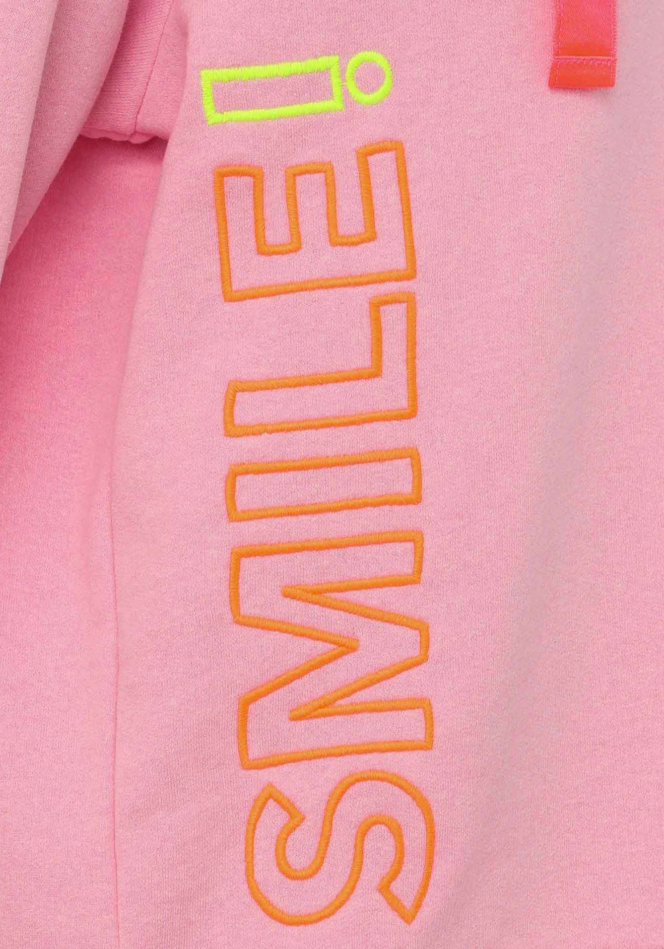 Zwillingsherz Sweatshirt Smile met brede banden, v-halslijn en details in neonkleuren