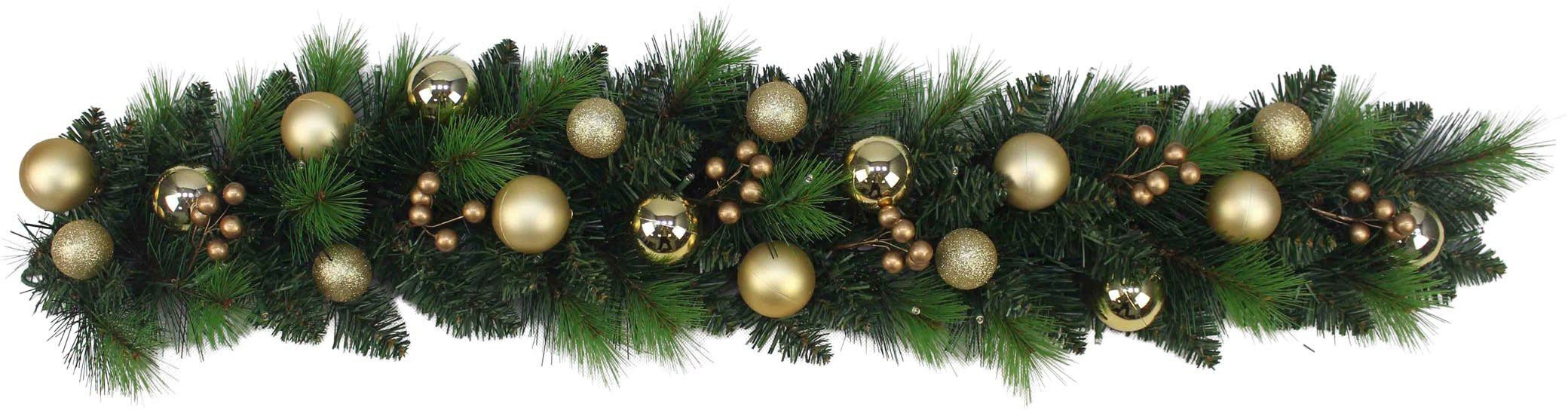 näve Decoratief ledobject Noel, kerstdecoratie, lengte ca. 100 cm Kerstkrans met ballen en bessen, batterijvoeding (1 stuk)