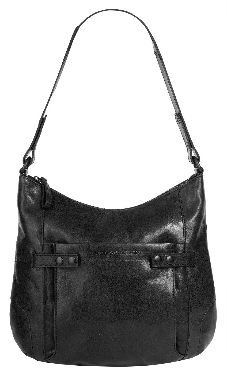 Spikes & Sparrow Schoudertas echt leder dames tassen maat Onesize zwart