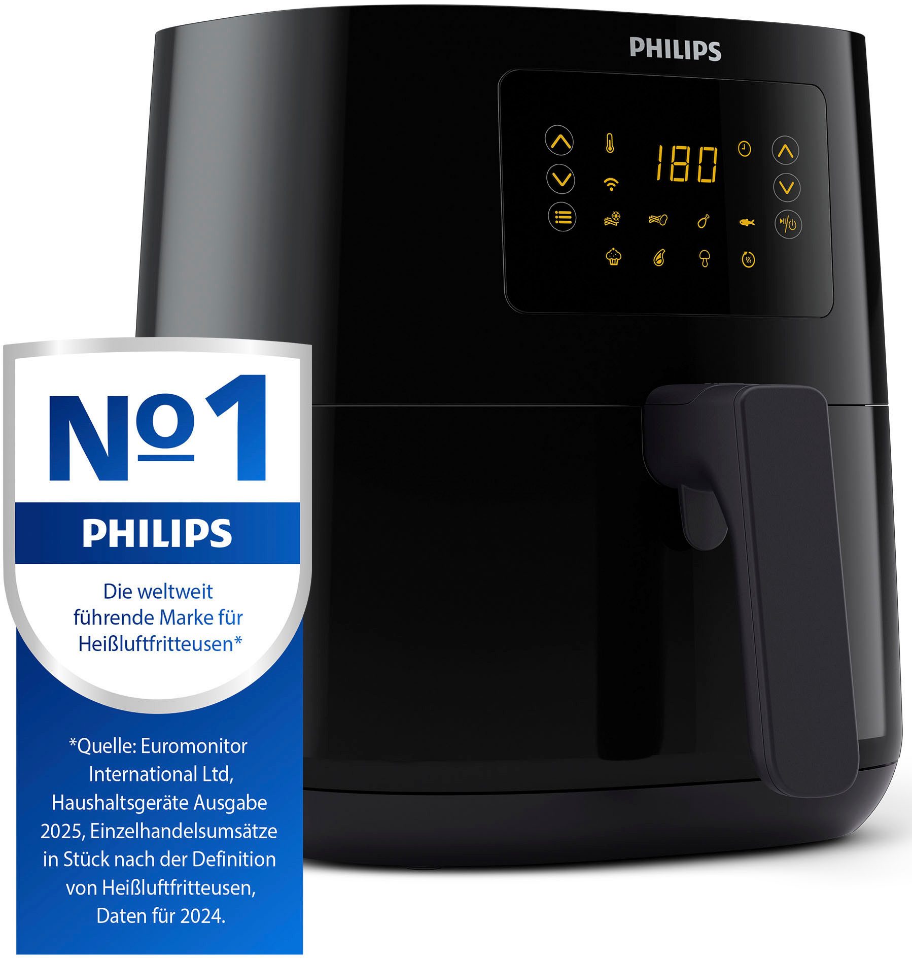 Philips Airfryer HD9255/90, 4,2 l Rapid Air heteluchttechnologie, wifi-connectiviteit, warmhoudfunctie