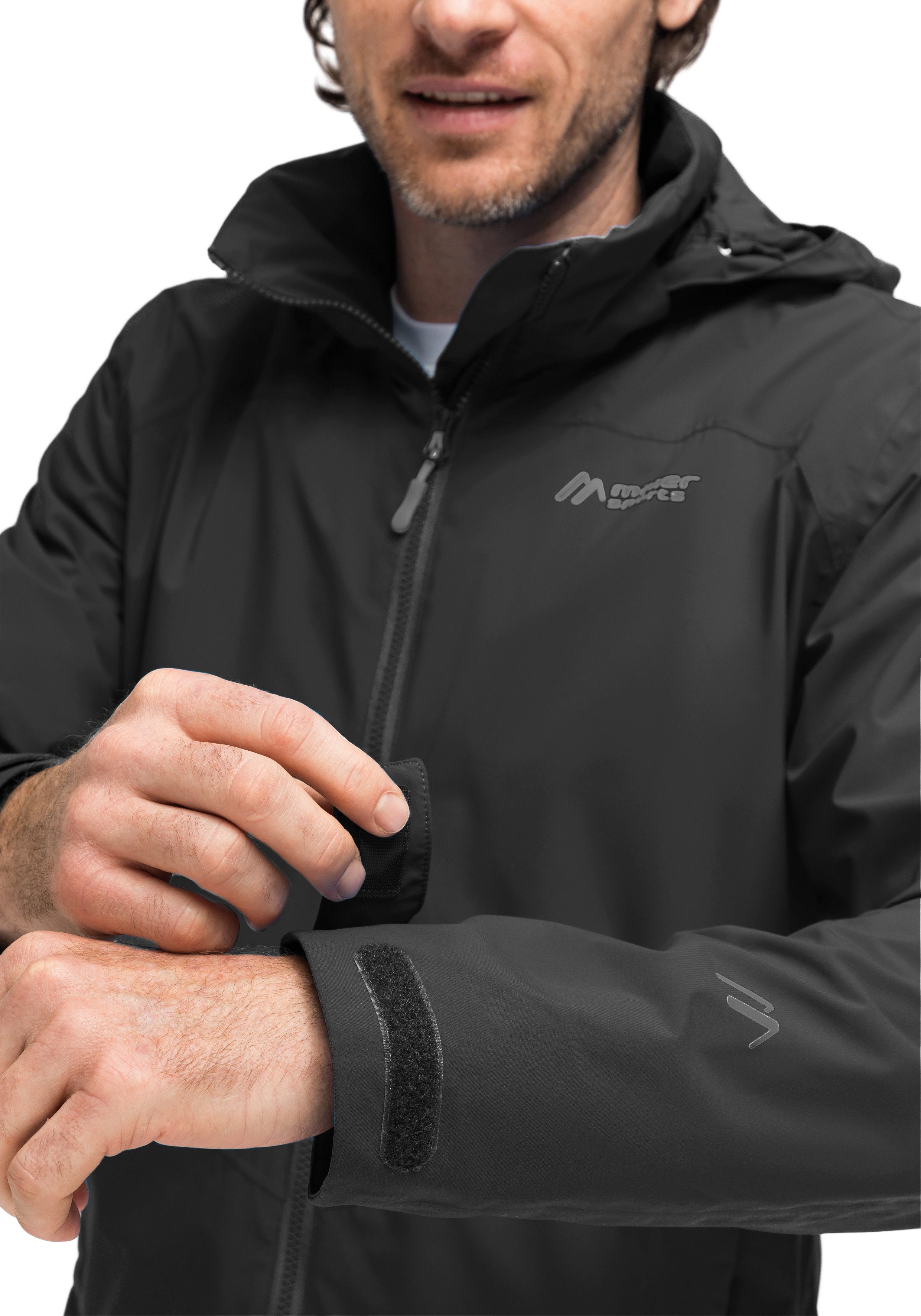 Maier Sports Outdoorjack Metor rec M Heren regenjack, waterdicht met capuchon, 2 zakken aan de buitenkant, binnenzak