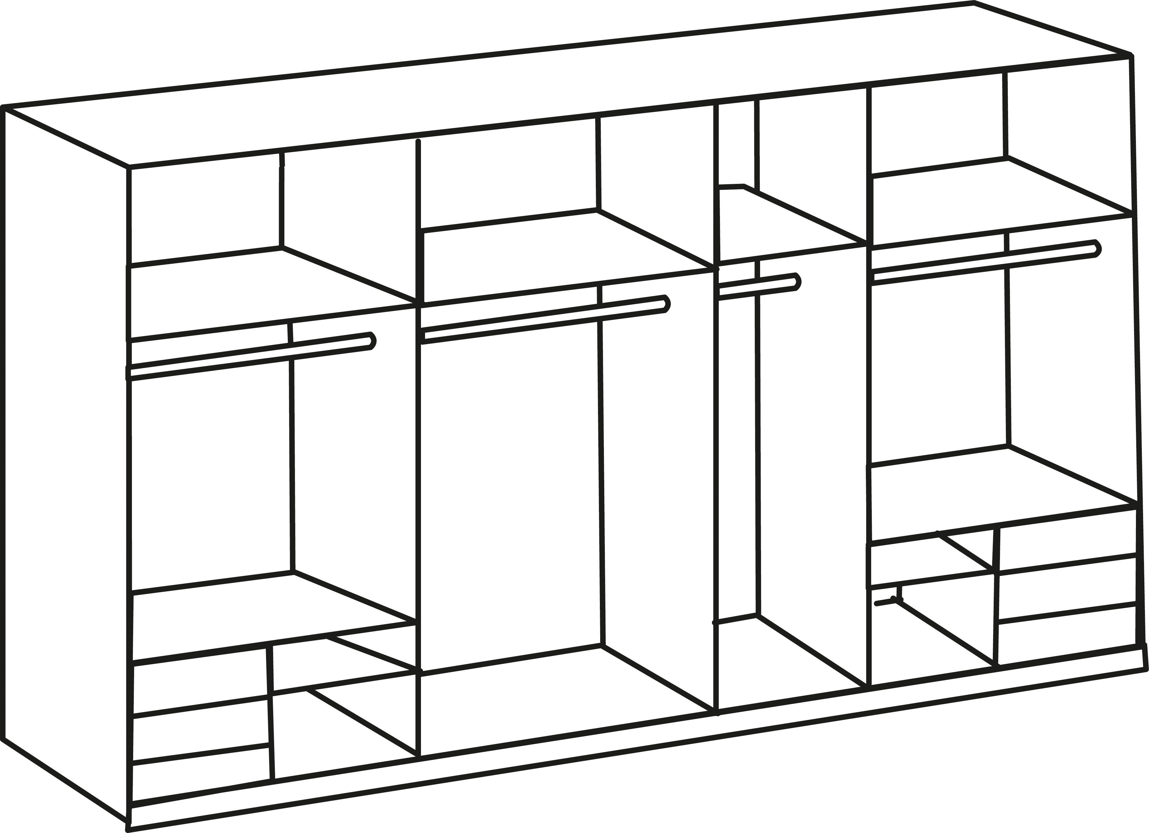 Wimex Zweefdeurkast Level by fresh to go met glazen deuren en synchroon openen