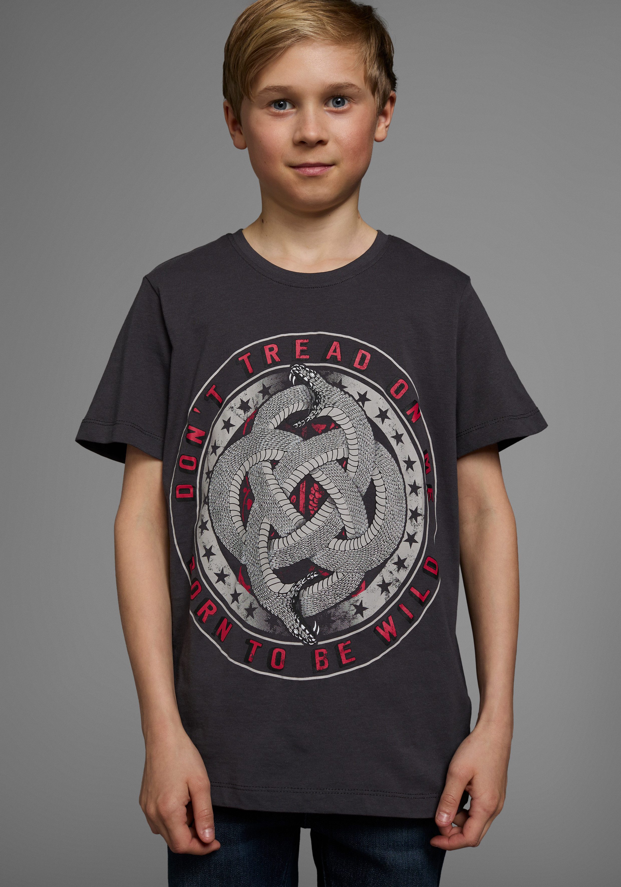 KIDSWORLD T-shirt Korte mouwen, basic pasvorm, met modieuze print, ronde hals