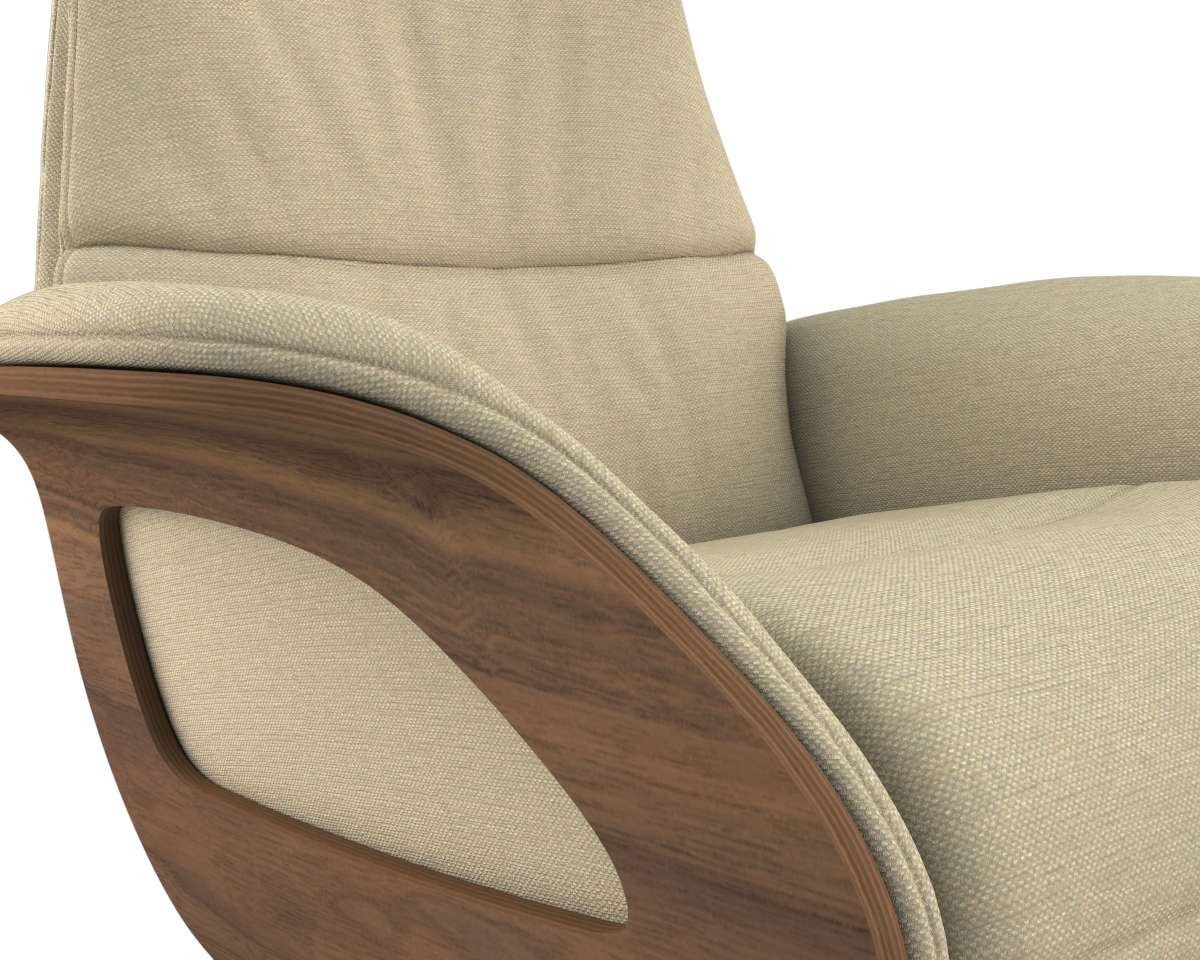 FLEXLUX Relaxfauteuil Clement praktische elektrische fauteuil Maat M, elektrische rug- en voetensteun, accu, armleuning Walnoot, zwarte poot