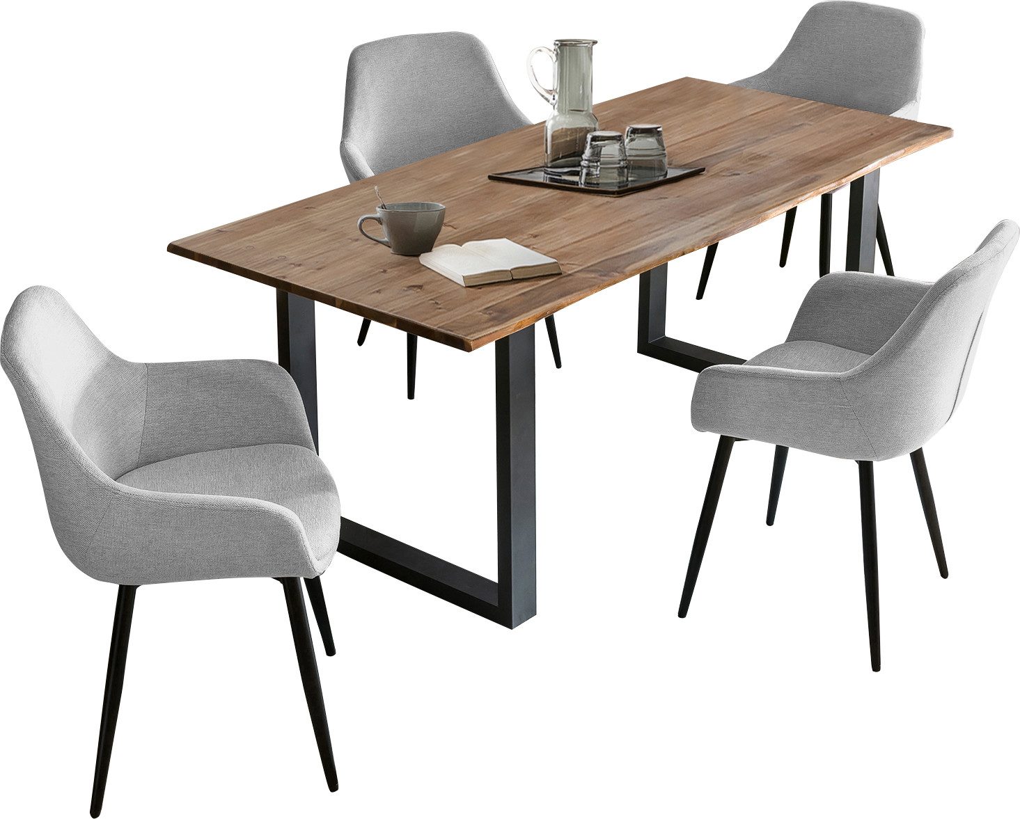 SalesFever Eethoek Tafelblad behandeld met OSMO hardwasolie in zijdeglans afwerking (set, 5-delig)