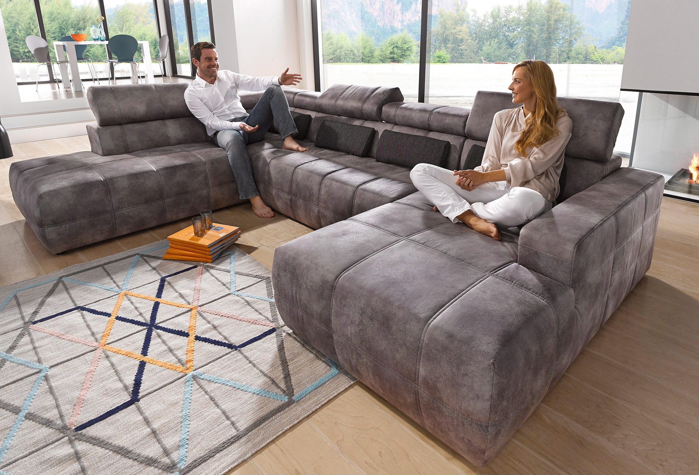 DOMO collection Zithoek Brandon, keuze met zitdiepteverstelling, inclusief lendensteun met hoofdsteunverstelling, optionele zitdiepteverstelling, u-vorm
