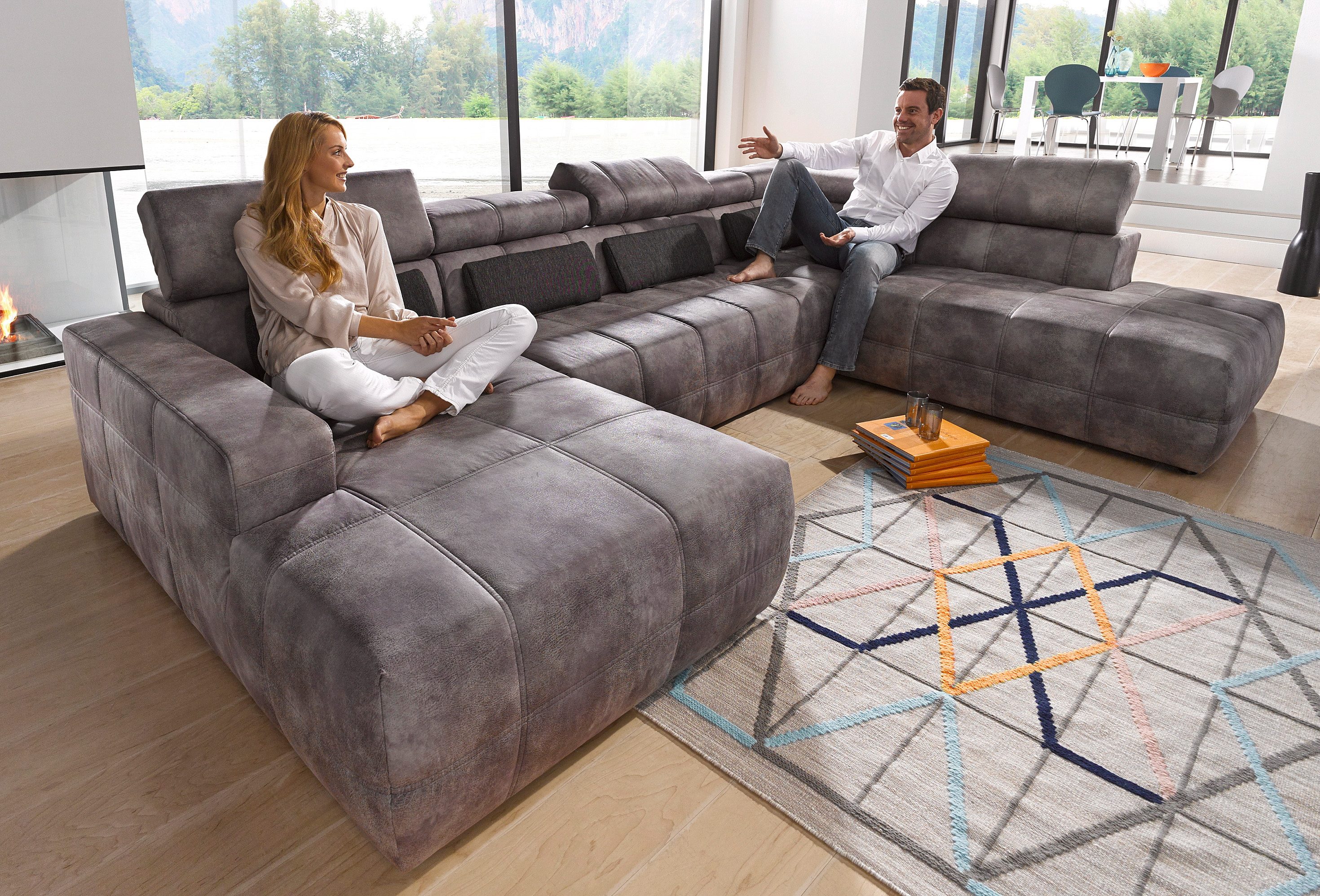 DOMO collection Zithoek Brandon Sitzbelastung 140 kg, mit Nierenkissen, U-Form met hoofdsteunverstelling, optionele zitdiepteverstelling, u-vorm