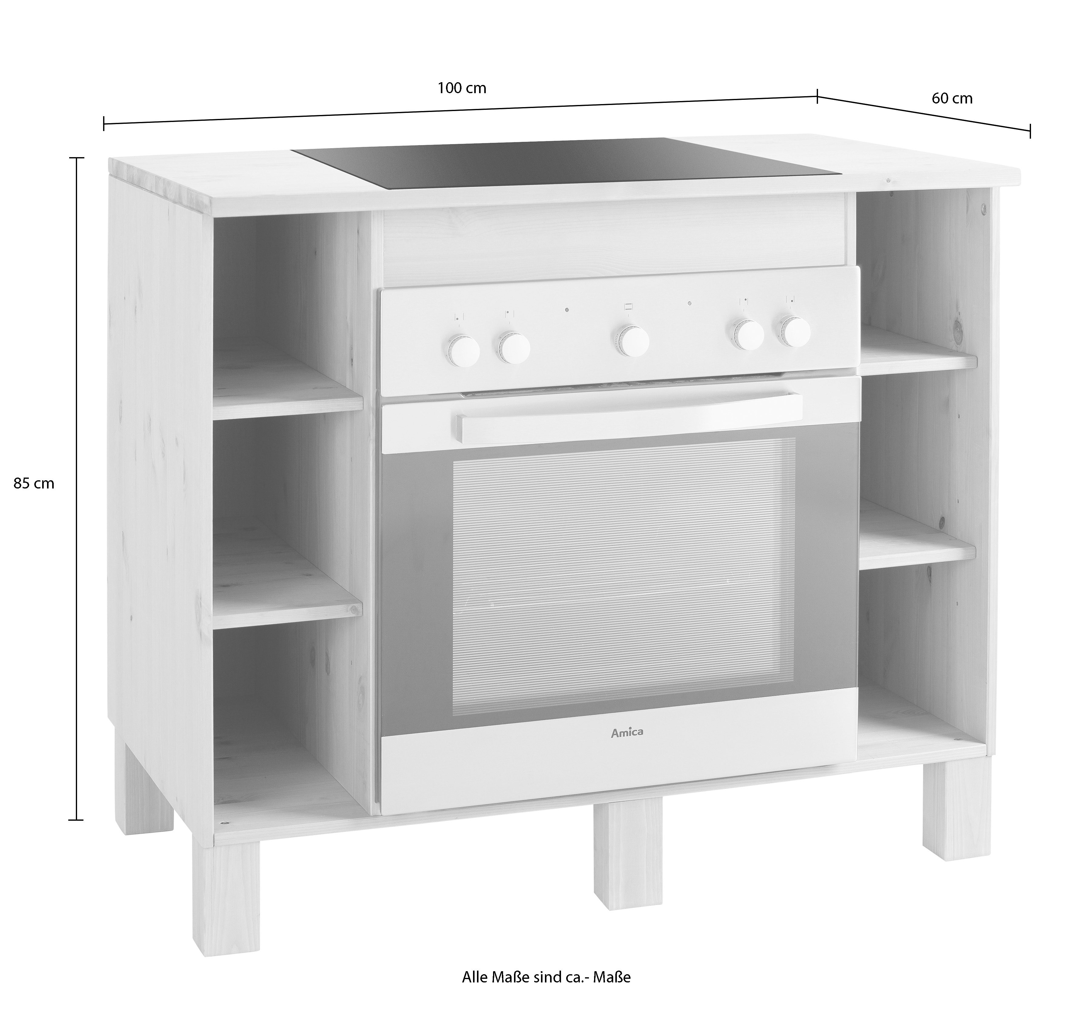 Home affaire Ombouwkast voor oven Oslo 100 cm breed, in 2 diepten, massief grenen, met 23 mm werkblad