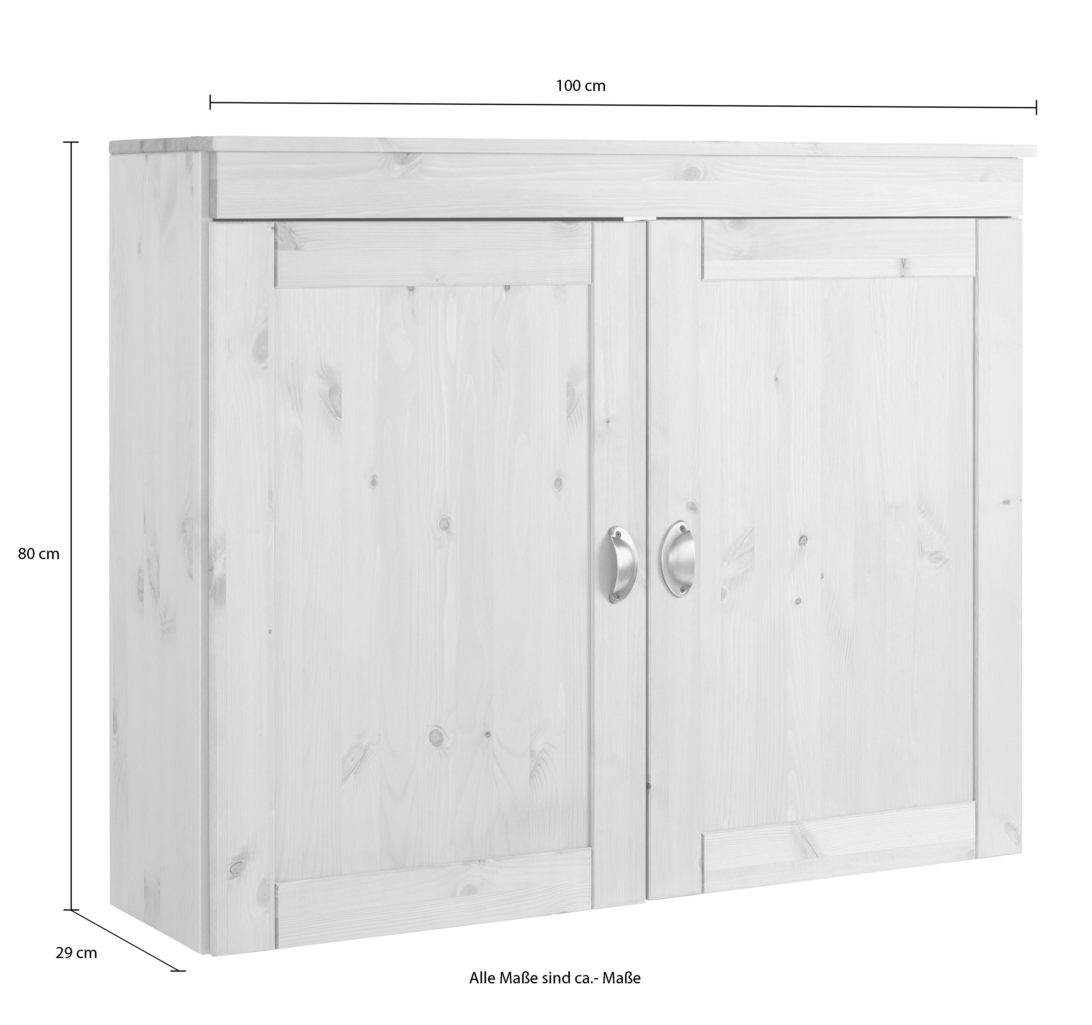 Home affaire Hangend kastje Oslo 100 cm breed, massief grenen, 2 deuren, metalen grepen, landhuis-look