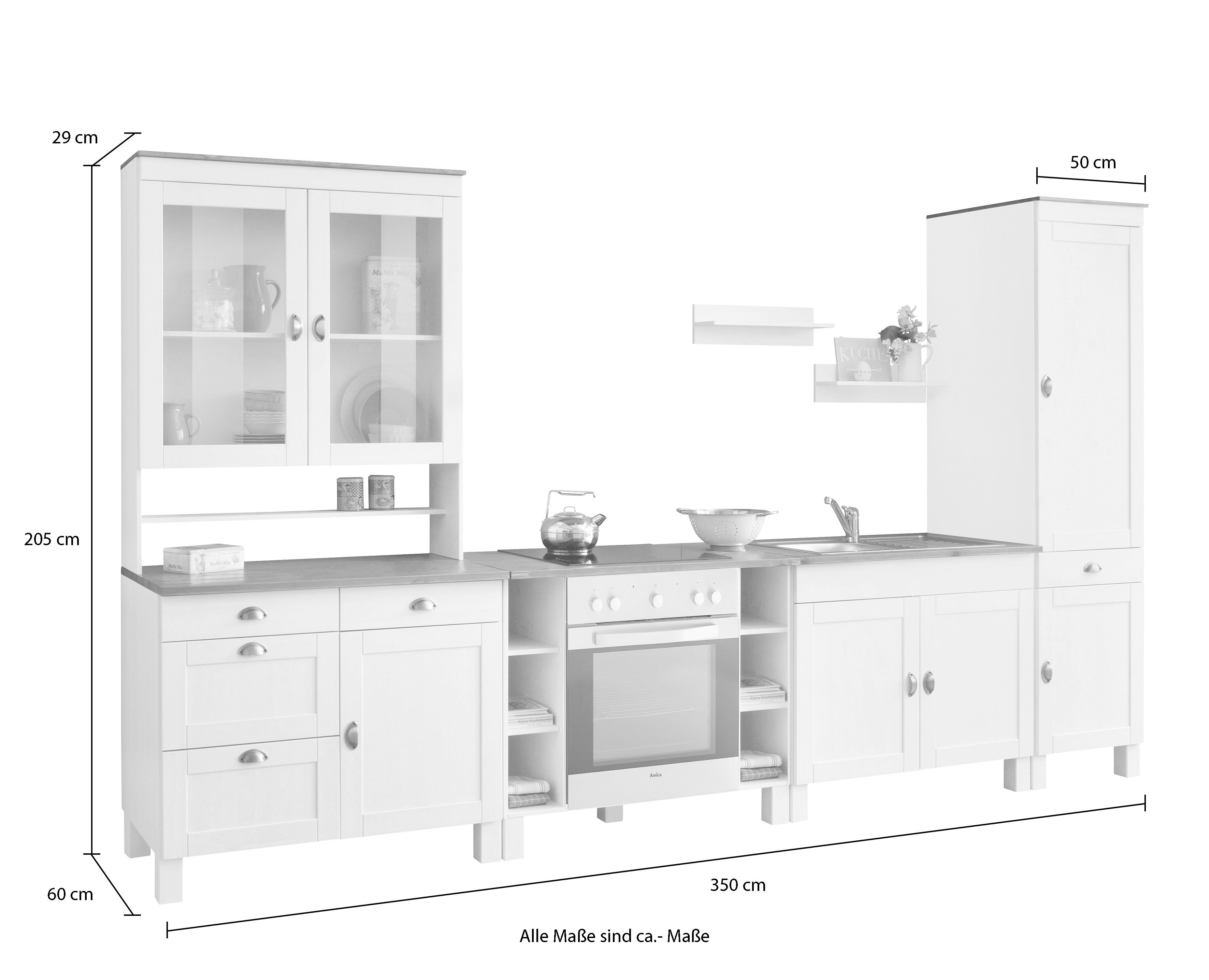 Home affaire Keukenblok Oslo Breedte 350 cm, in 2 diepten, zonder elektrische apparaten (7 stuks)