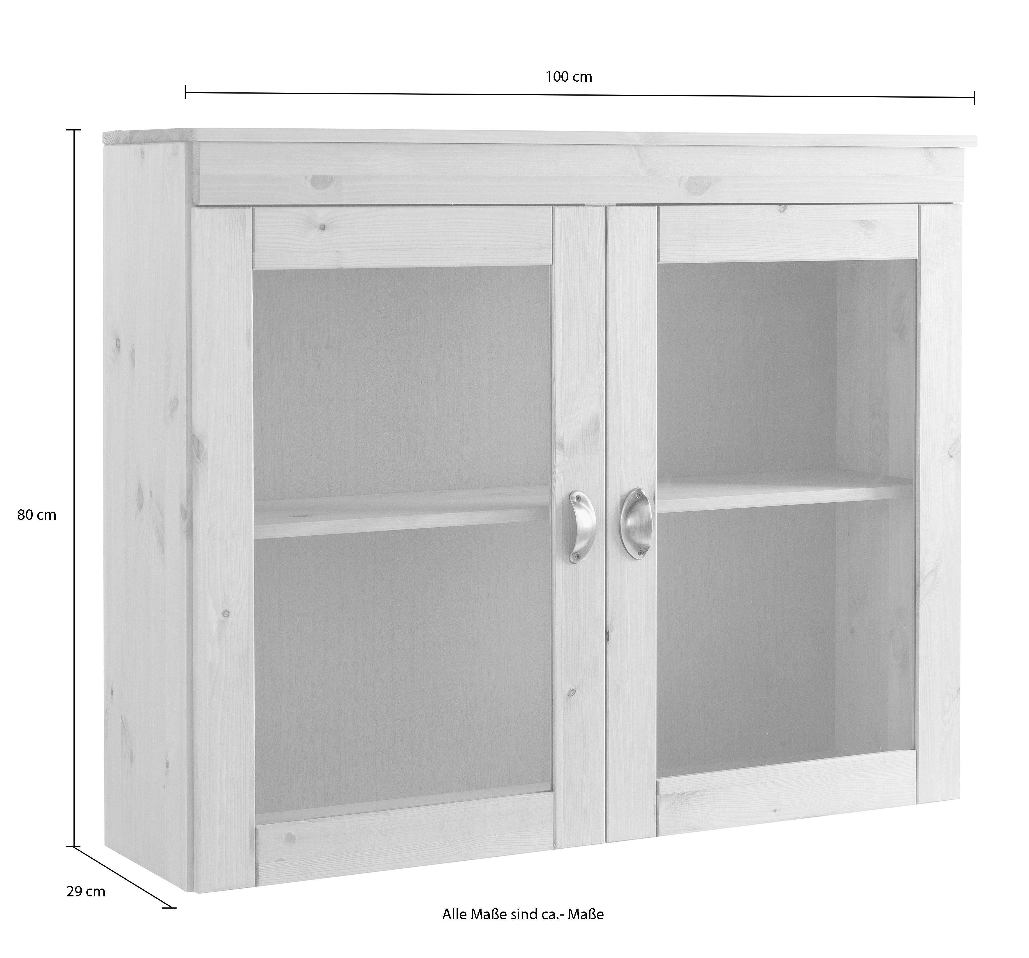 Home affaire Hangend kastje met glasdeur Oslo 100 cm breed, van massief grenen, met 2 glasdeuren, metalen grepen