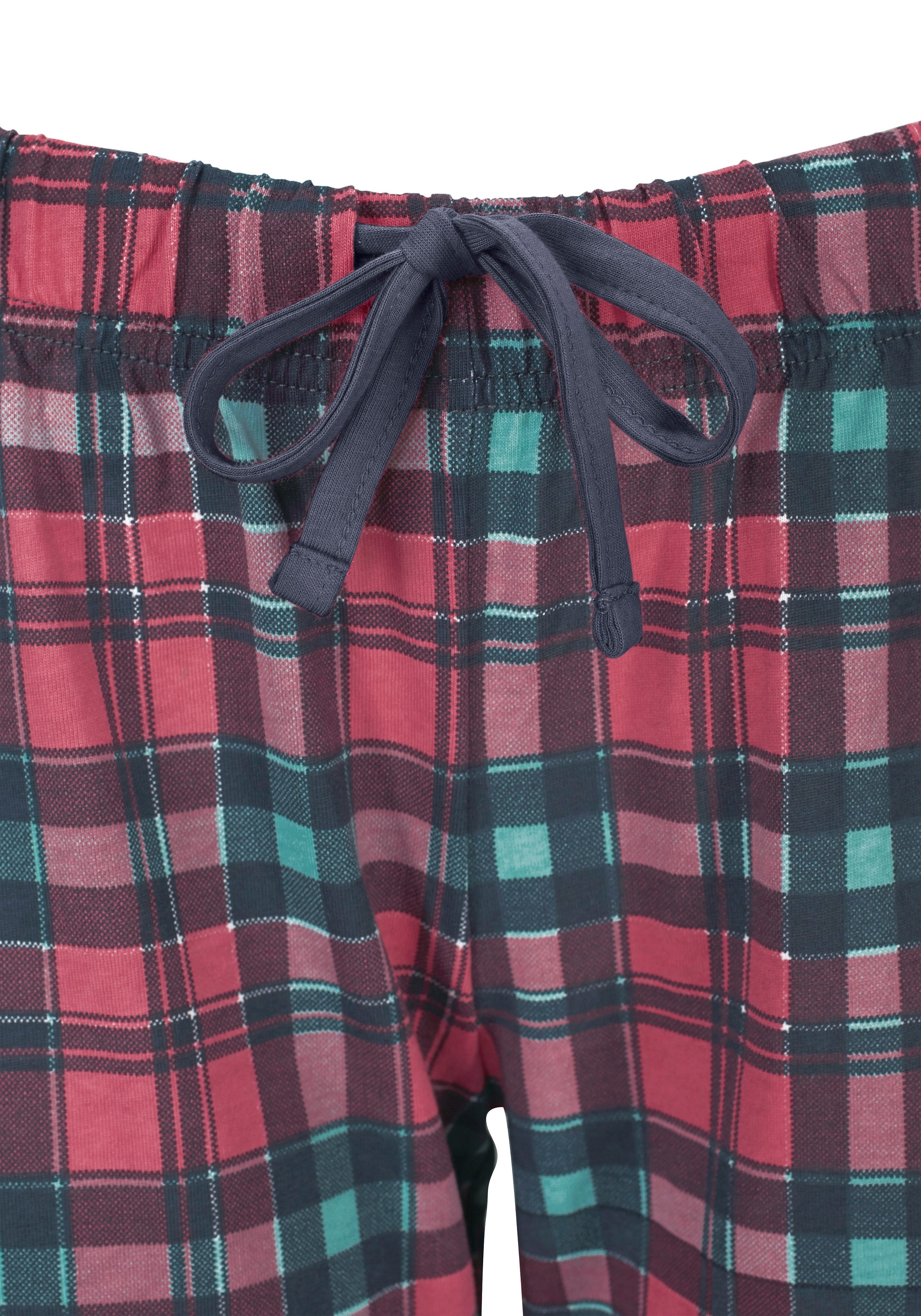 H.I.S Capripyjama met geruite broek en bijpassend basic shirt (2-delig, 1 stuk)