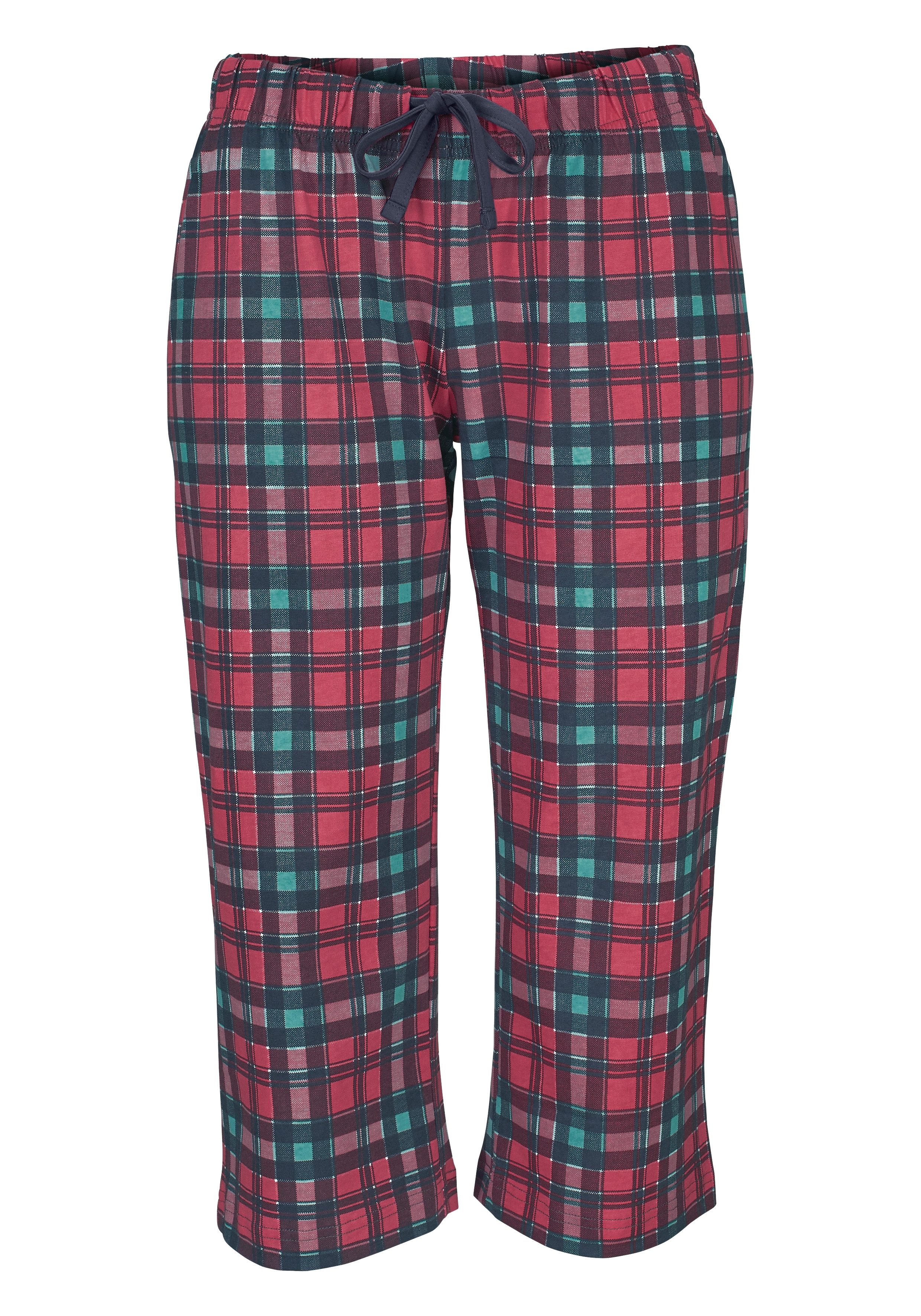 H.I.S Capripyjama met geruite broek en bijpassend basic shirt (2-delig, 1 stuk)
