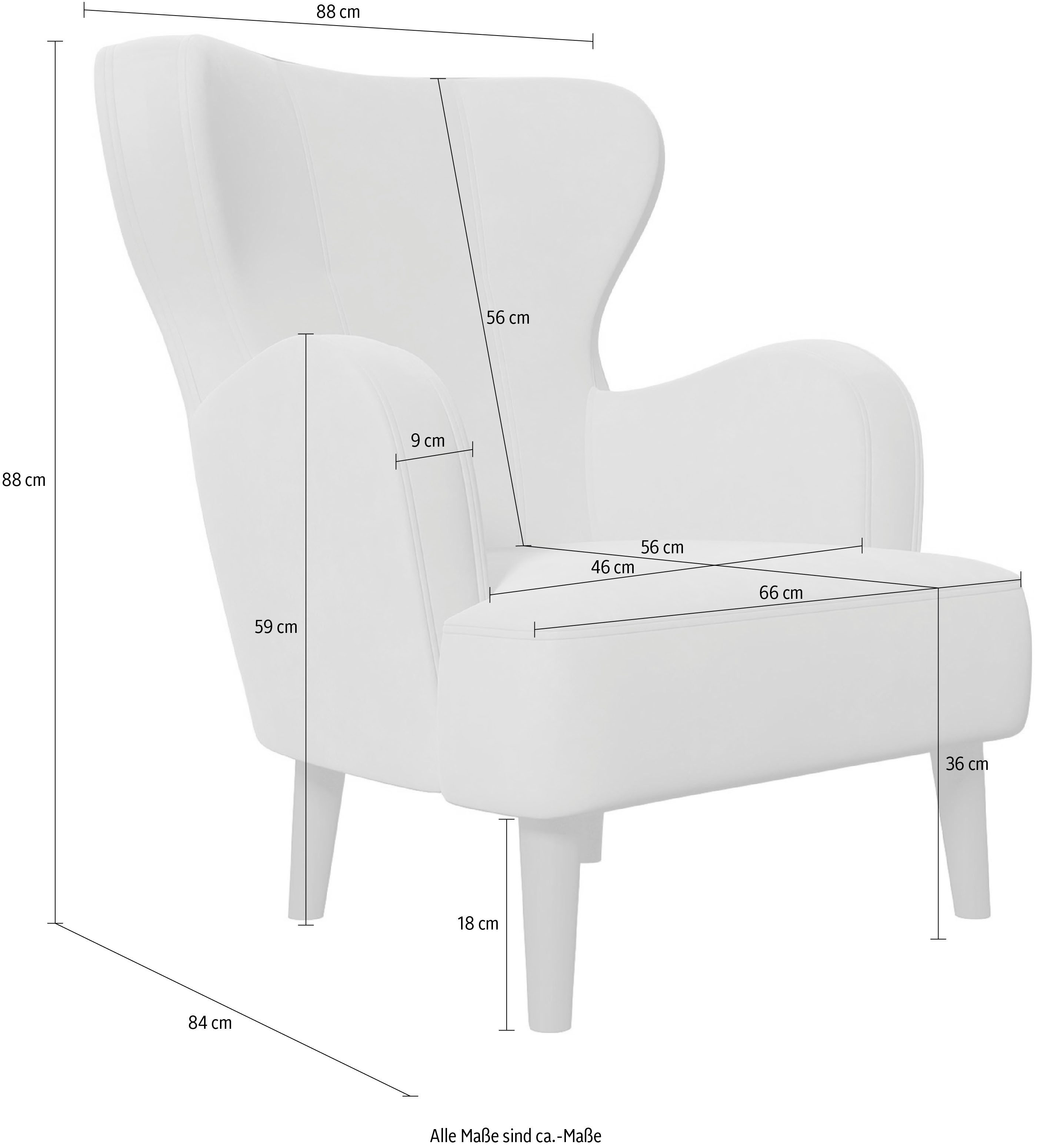 Home affaire Fauteuil Sicilia moderne oorfauteuil/vleugelstoel