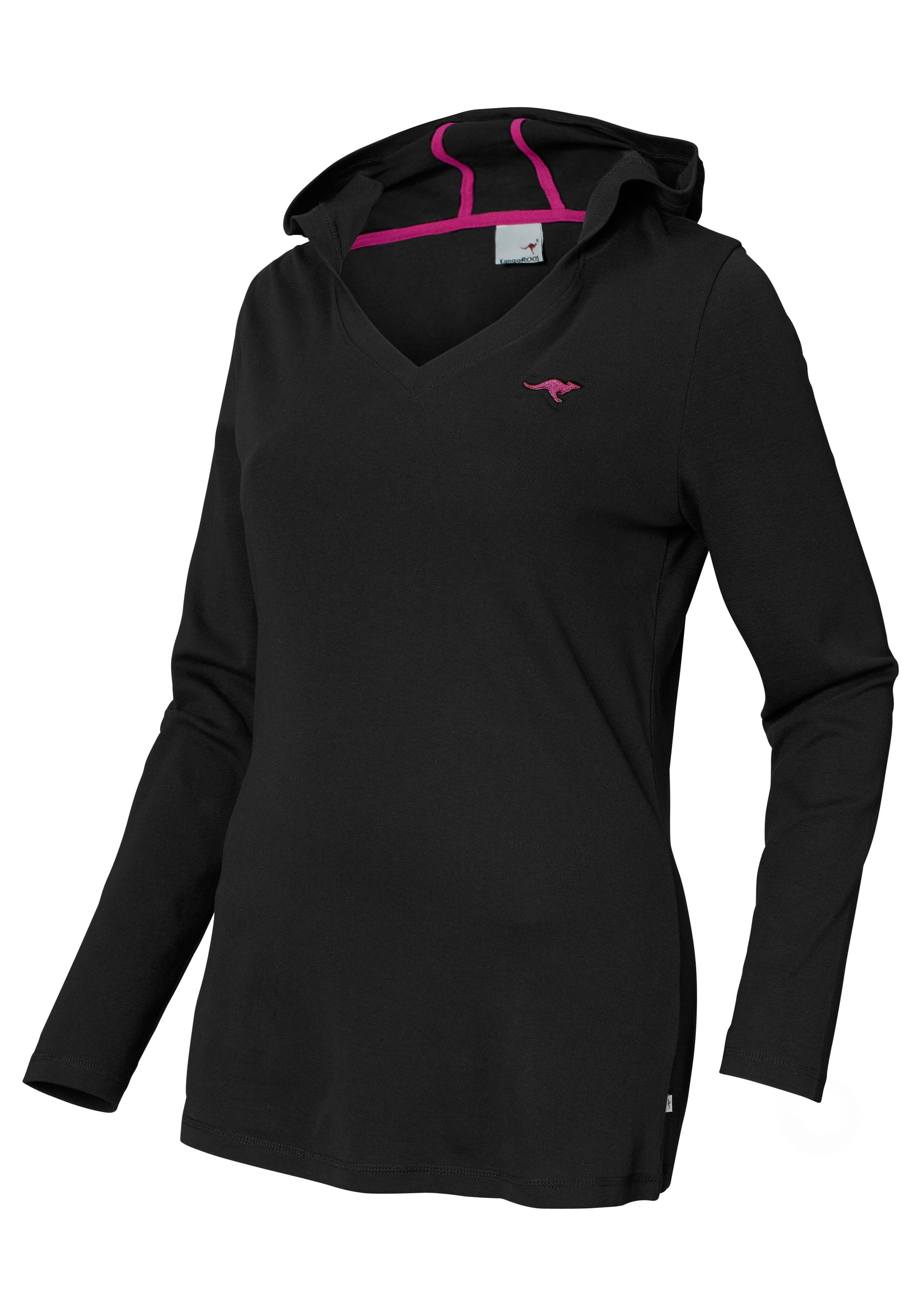 KangaROOS Capuchonshirt Lange mouwen, heupbedekkend, V-hals, van 100% katoen