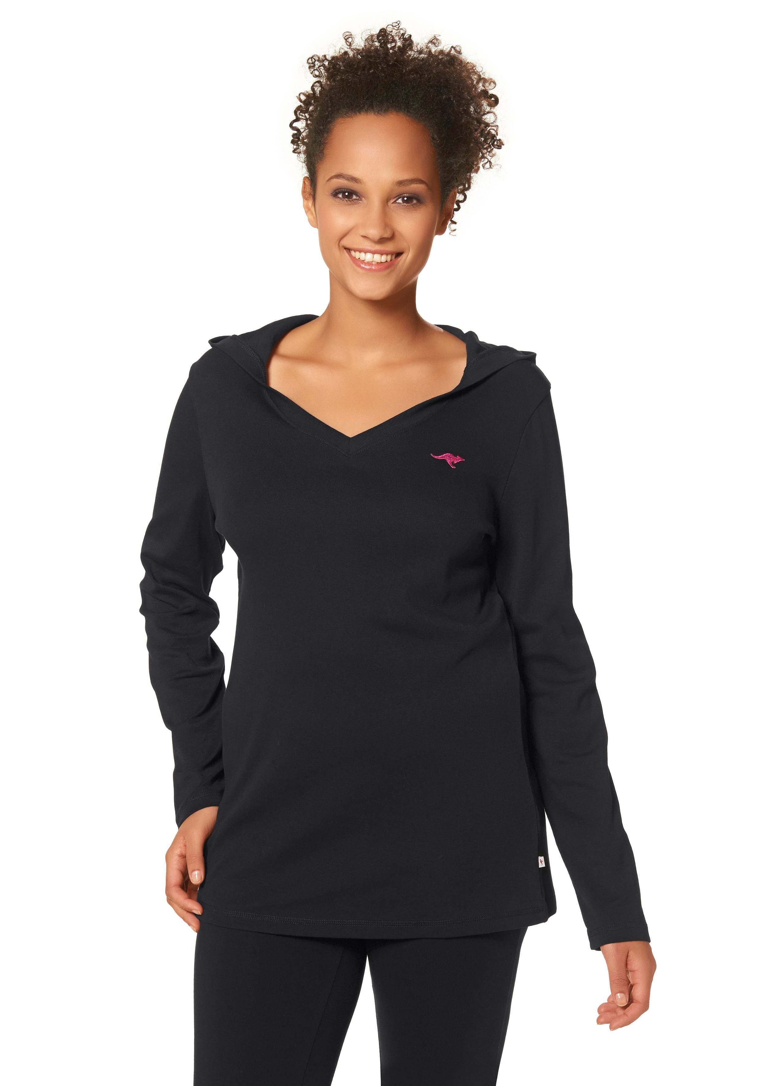 KangaROOS Capuchonshirt Lange mouwen, heupbedekkend, V-hals, van 100% katoen