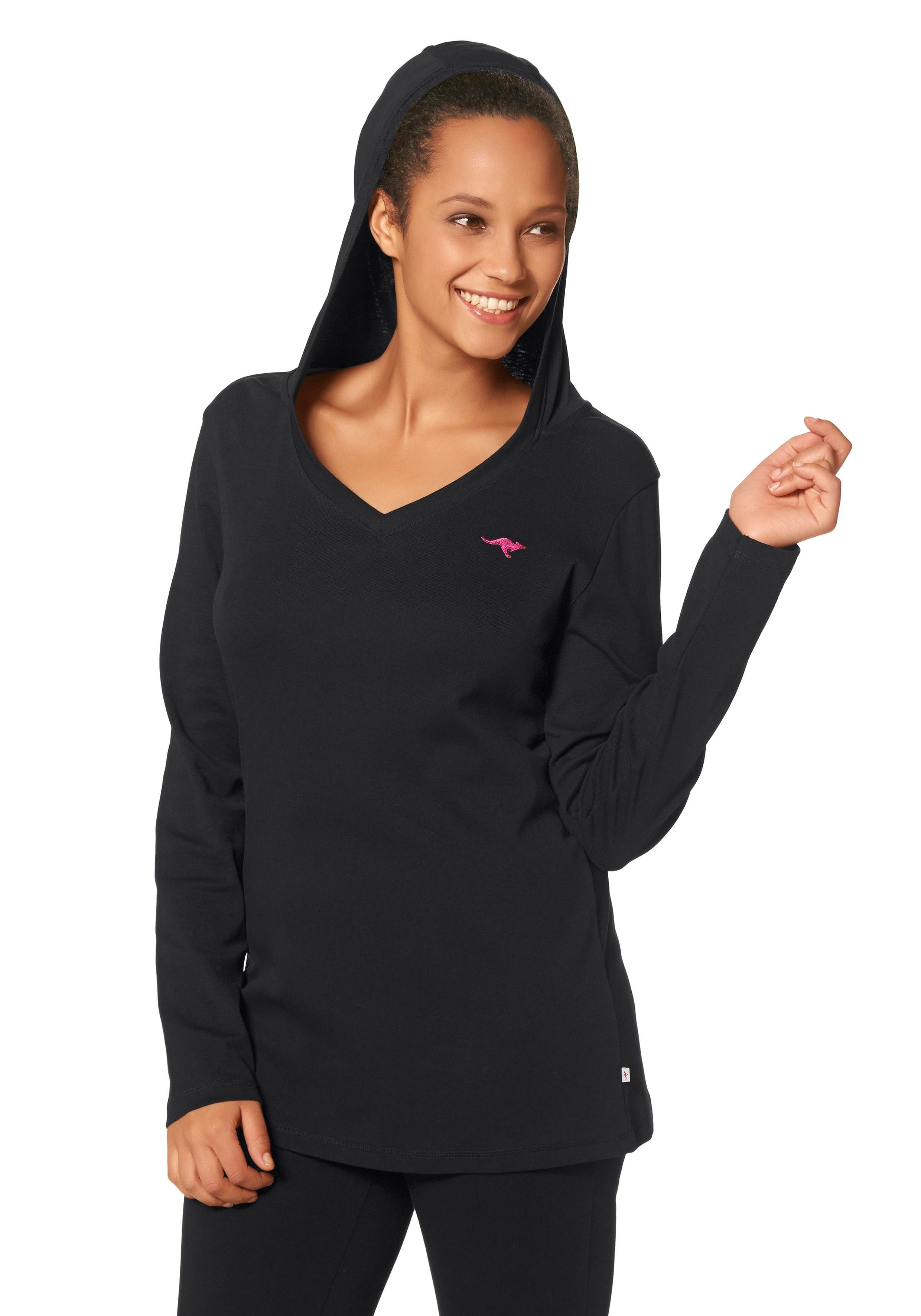 KangaROOS Capuchonshirt Lange mouwen, heupbedekkend, V-hals, van 100% katoen