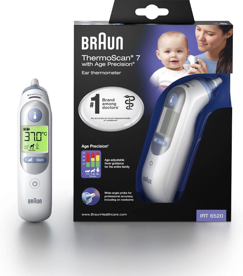 Malen Nuchter preambule Braun Oor-koortsthermometer ThermoScan® 7 oorthermometer met Age Precision®  - IRT6520 makkelijk gekocht | OTTO