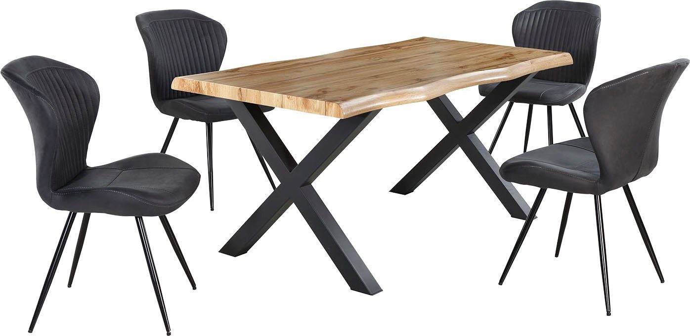Jockenhöfer Gruppe Eettafel Marlon gebogen boomstam look en zwart onderstel
