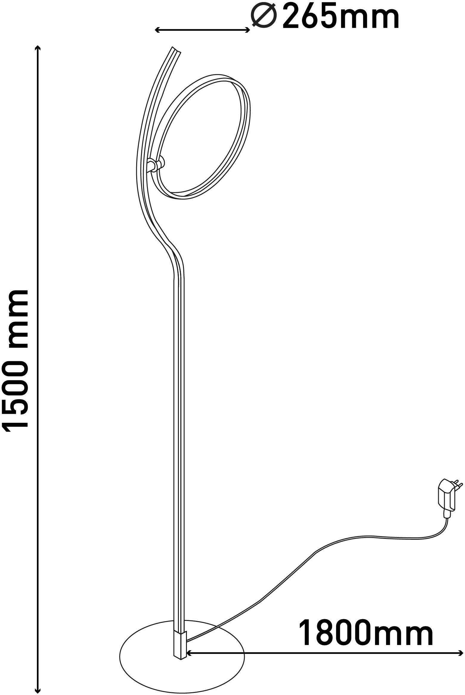 näve Led-staande lamp Loop Line Dimbaar in 3 niveaus via touch-dimmer, incl. stekker-netvoeding (1 stuk)