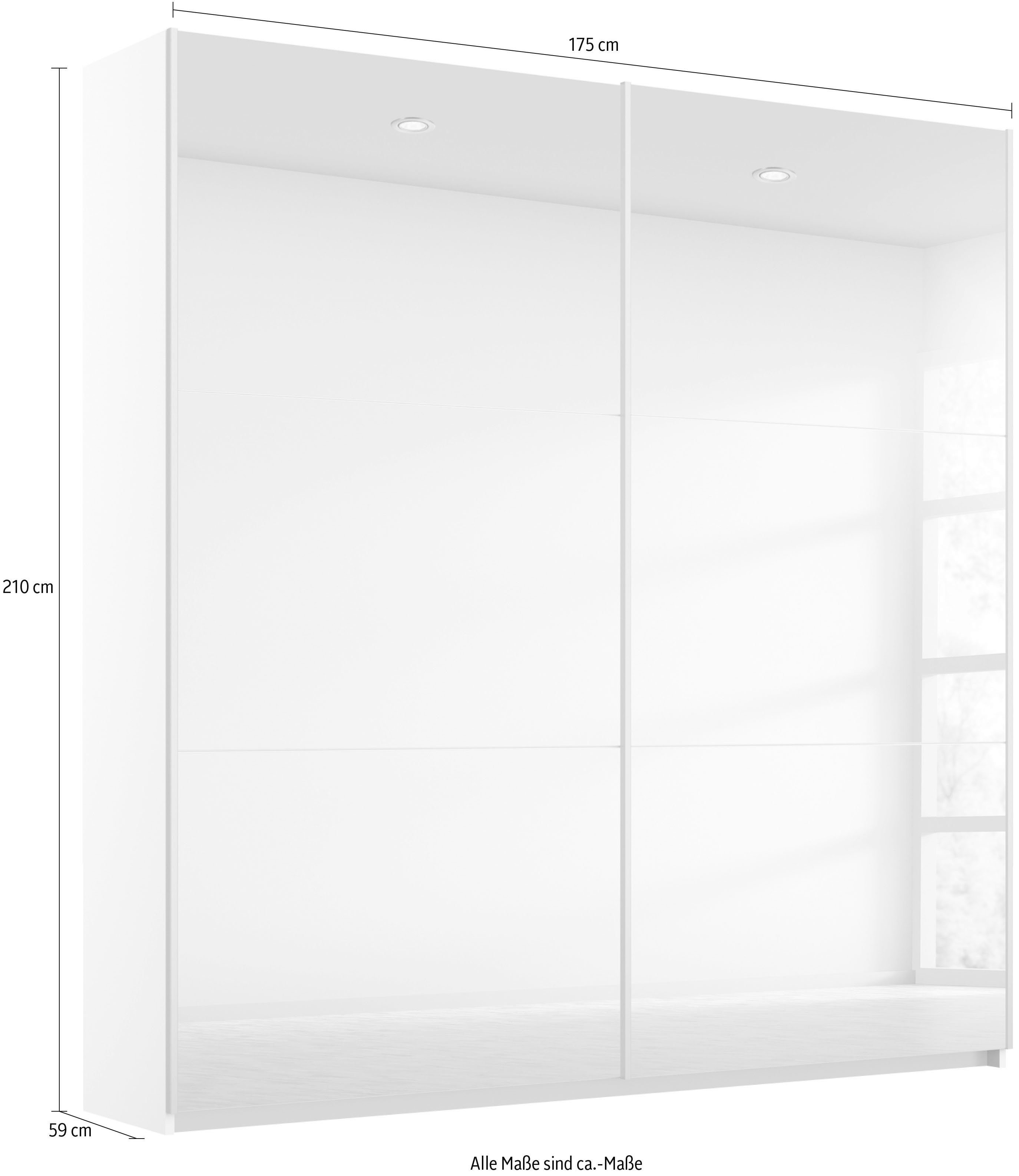 rauch Zweefdeurkast Kledingkast kast garderobe REFLECT inclusief praktische binneninrichting met 2 stoffen dozen made in germany