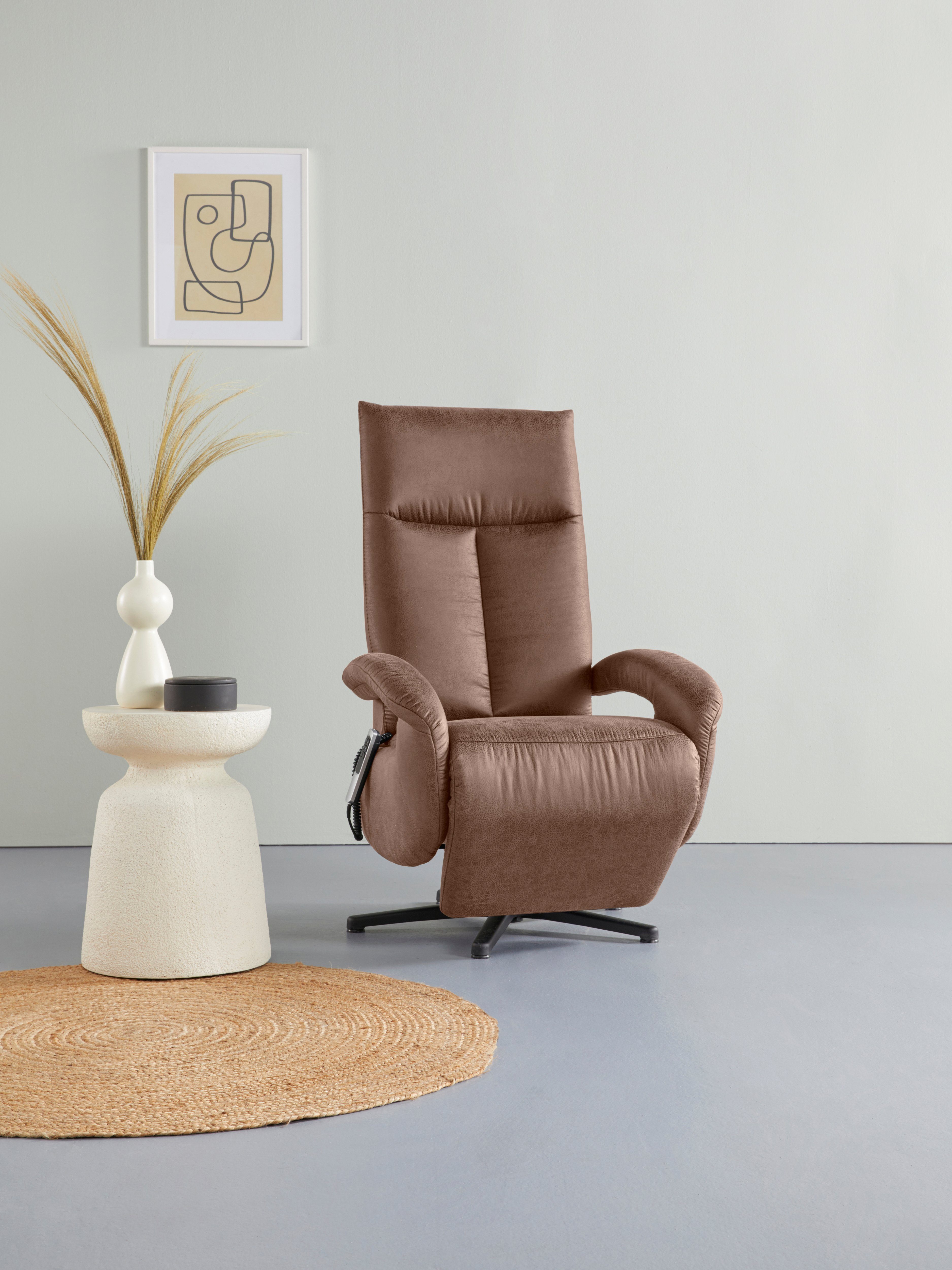 sit&more Relaxfauteuil Tycoon naar keuze handmatig, met twee motoren of met accu of met 2 motoren tv-fauteuils maat 74 cm x 112 cm x 82 cm bruin