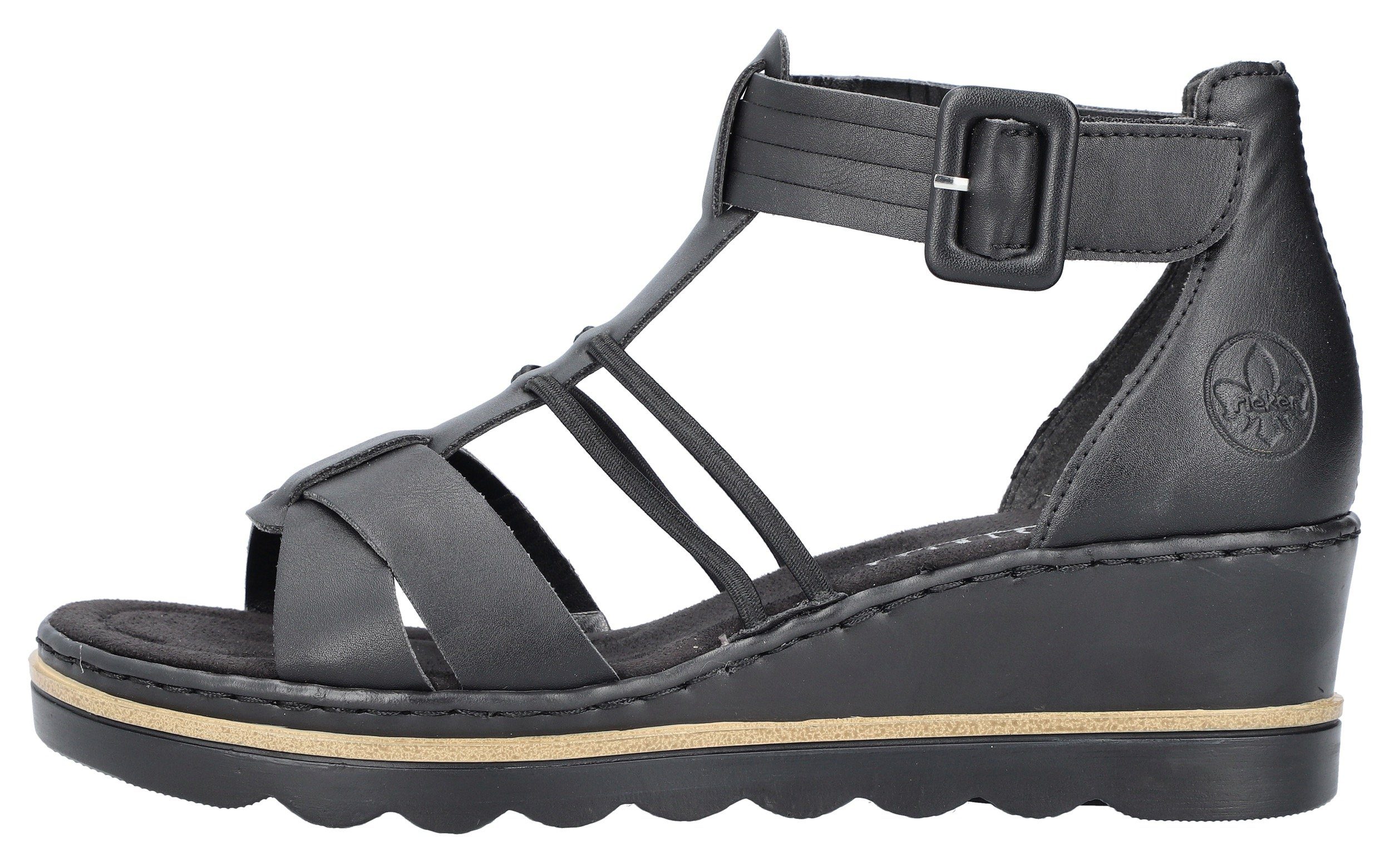 Rieker Sleehaksandaaltjes zomerschoen, sandaal, sleehak, met klittenbandjes